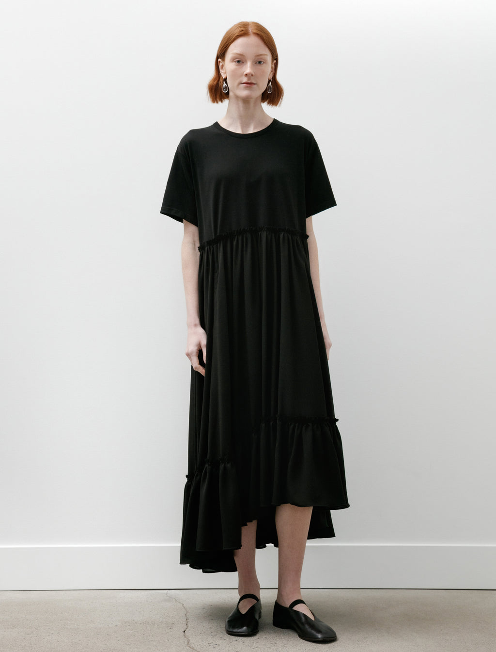 ワンピース Y's summer dress yohji yamamoto Y's by Yohji Yamamoto Half Sleeve Combination Dress Black/Black