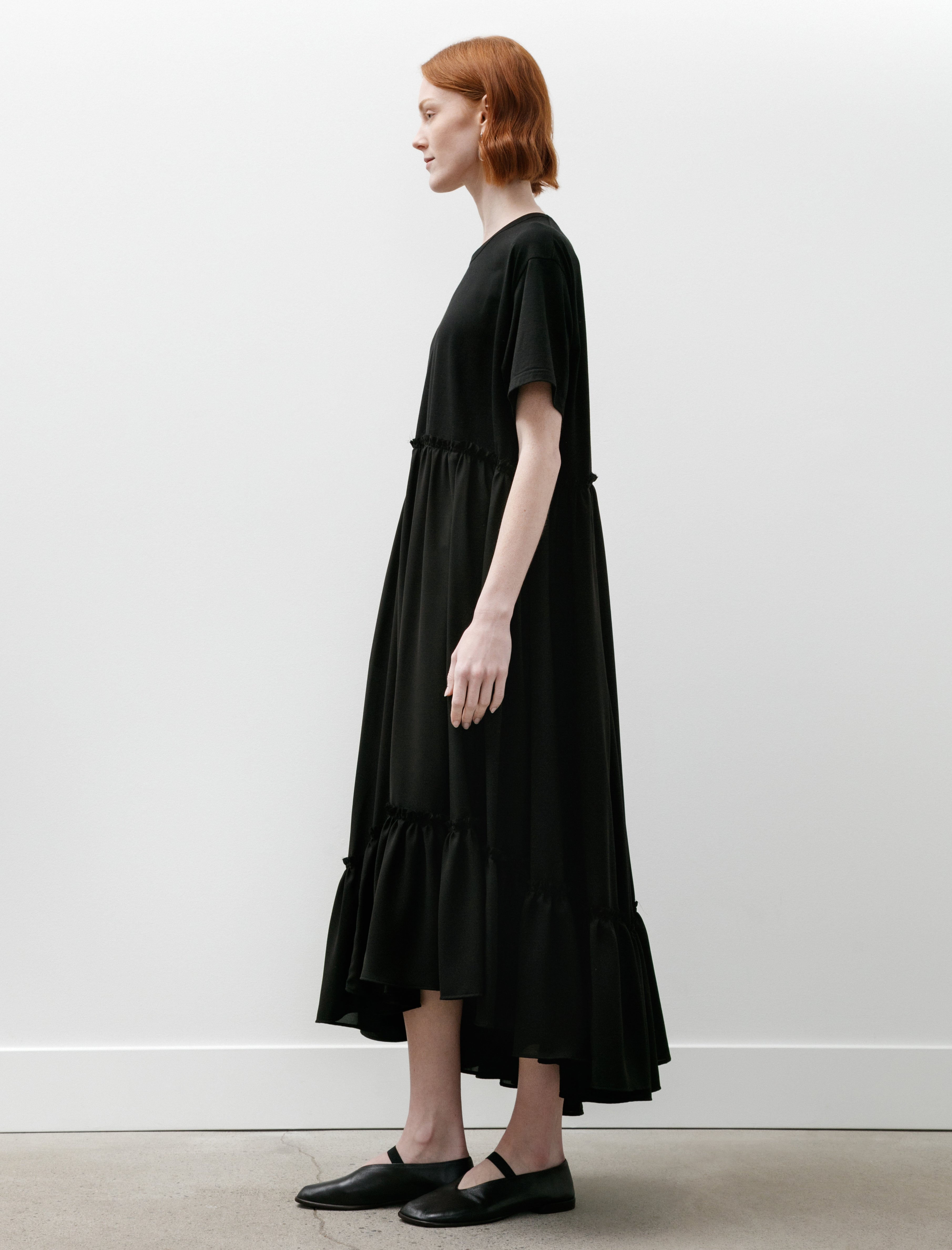 Y's by Yohji Yamamoto Half Sleeve Combination Dress Black/Black