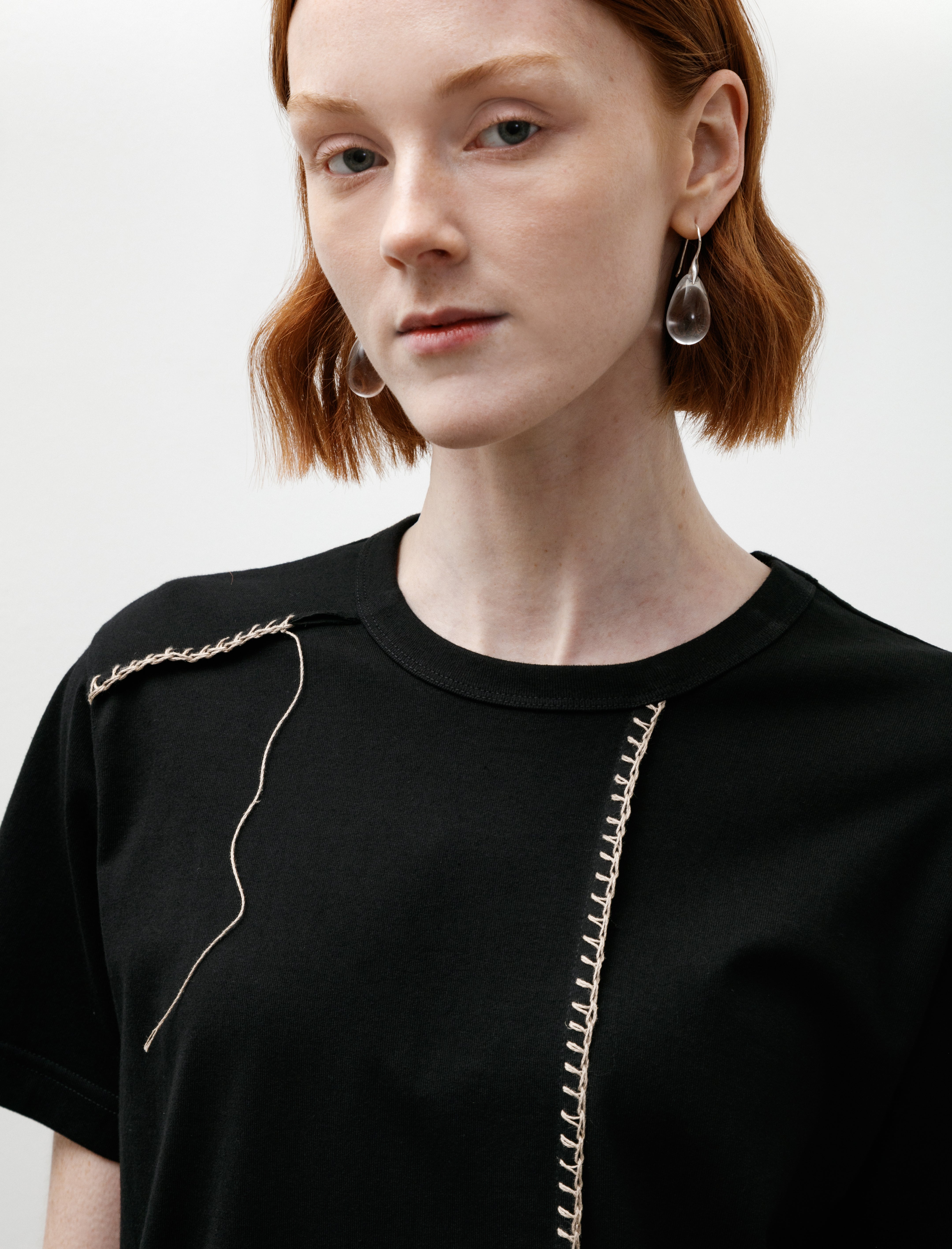 Y's by Yohji Yamamoto Ladder Stitch T-Shirt Black