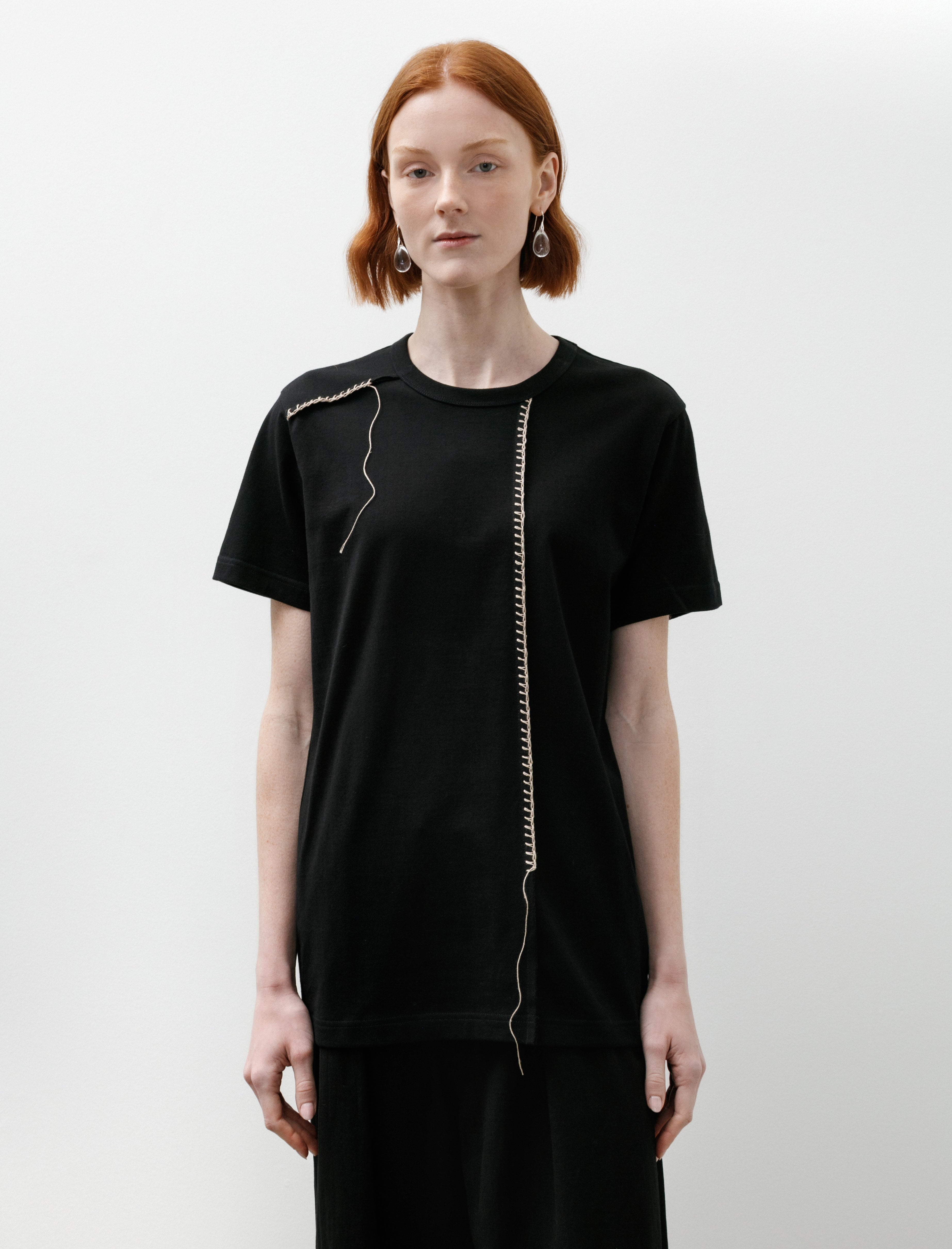 Y's by Yohji Yamamoto Ladder Stitch T-Shirt Black