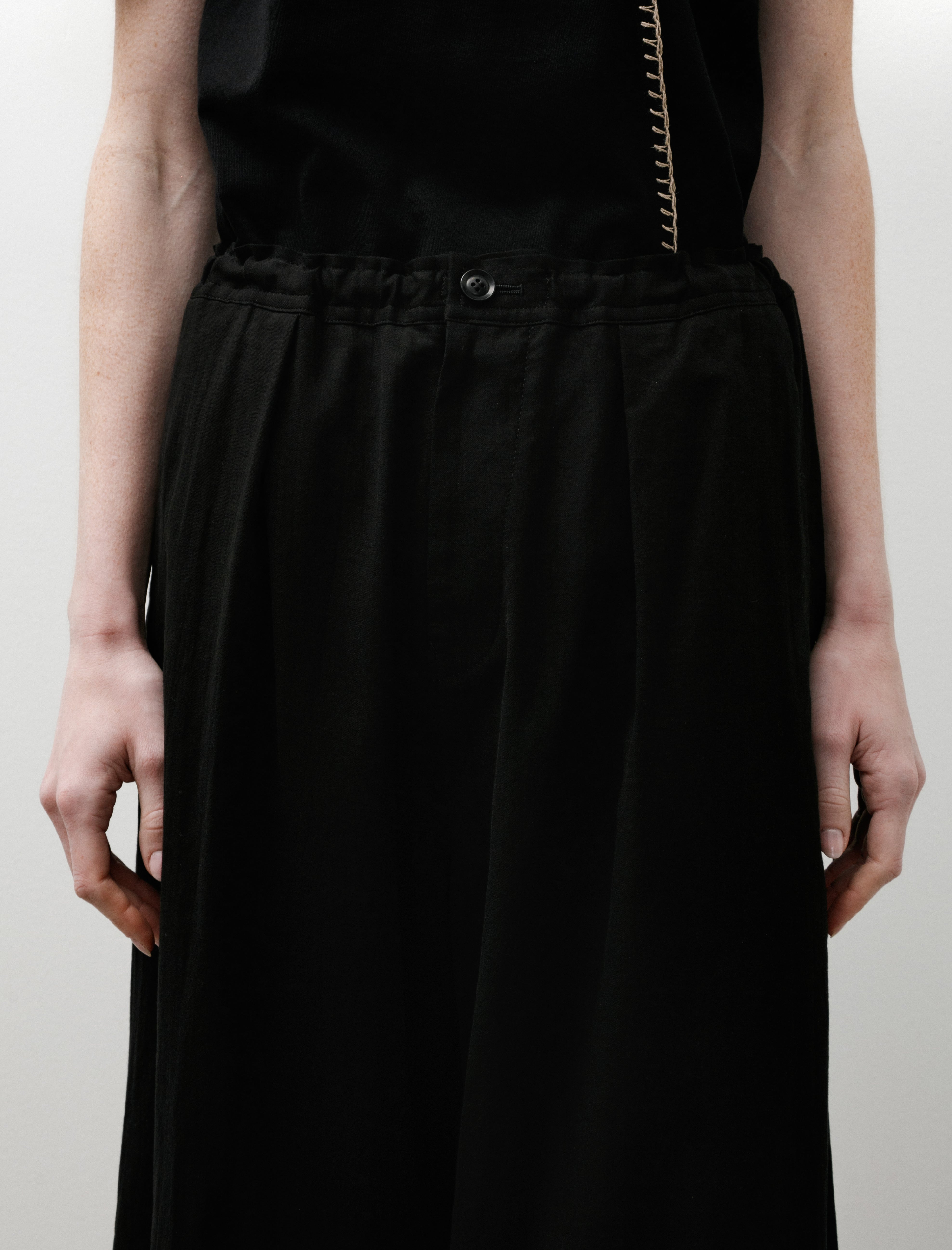 Y's by Yohji Yamamoto Front Tuck Wide Pants Black