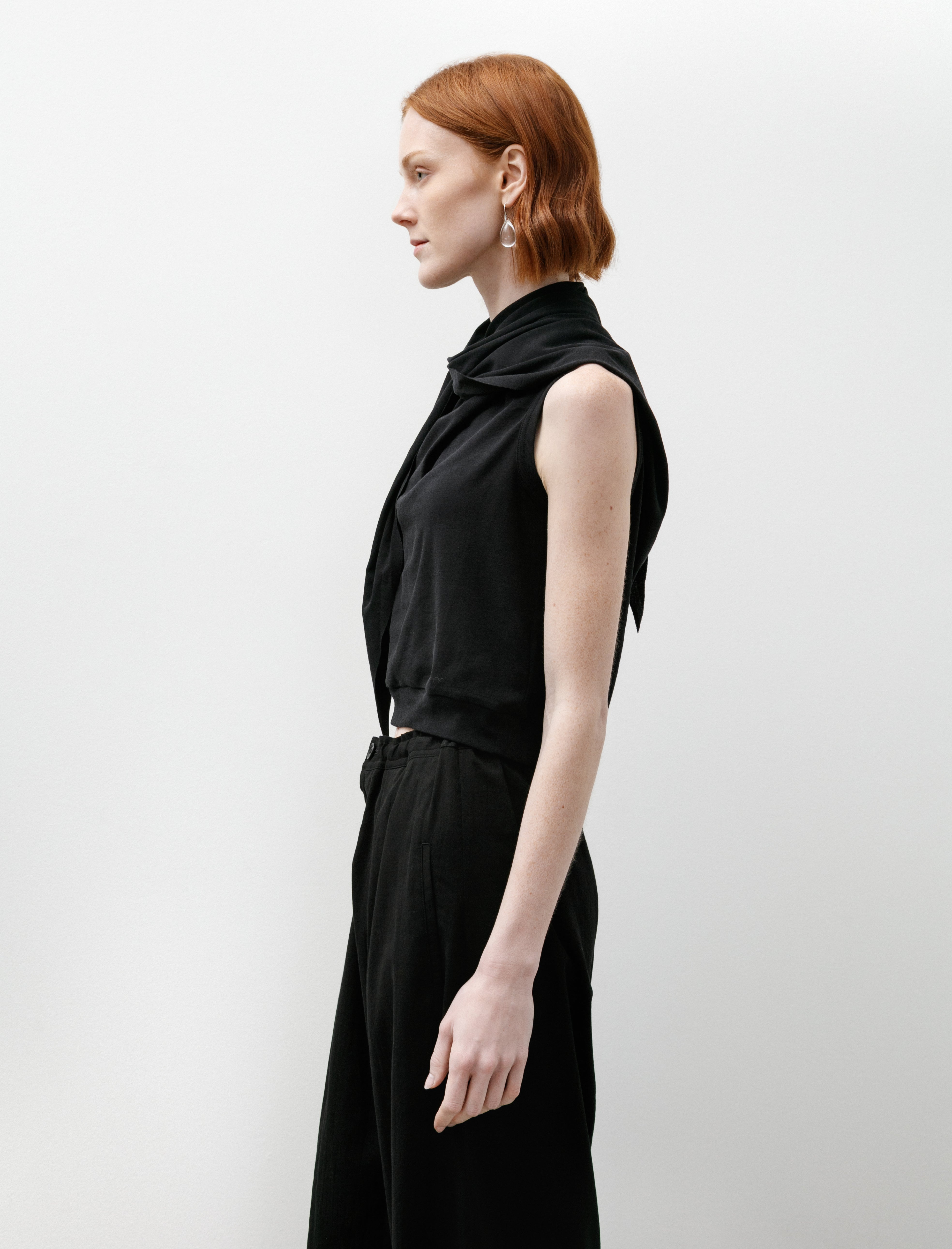 Y's by Yohji Yamamoto Drape Tie Sleeveless Top Black