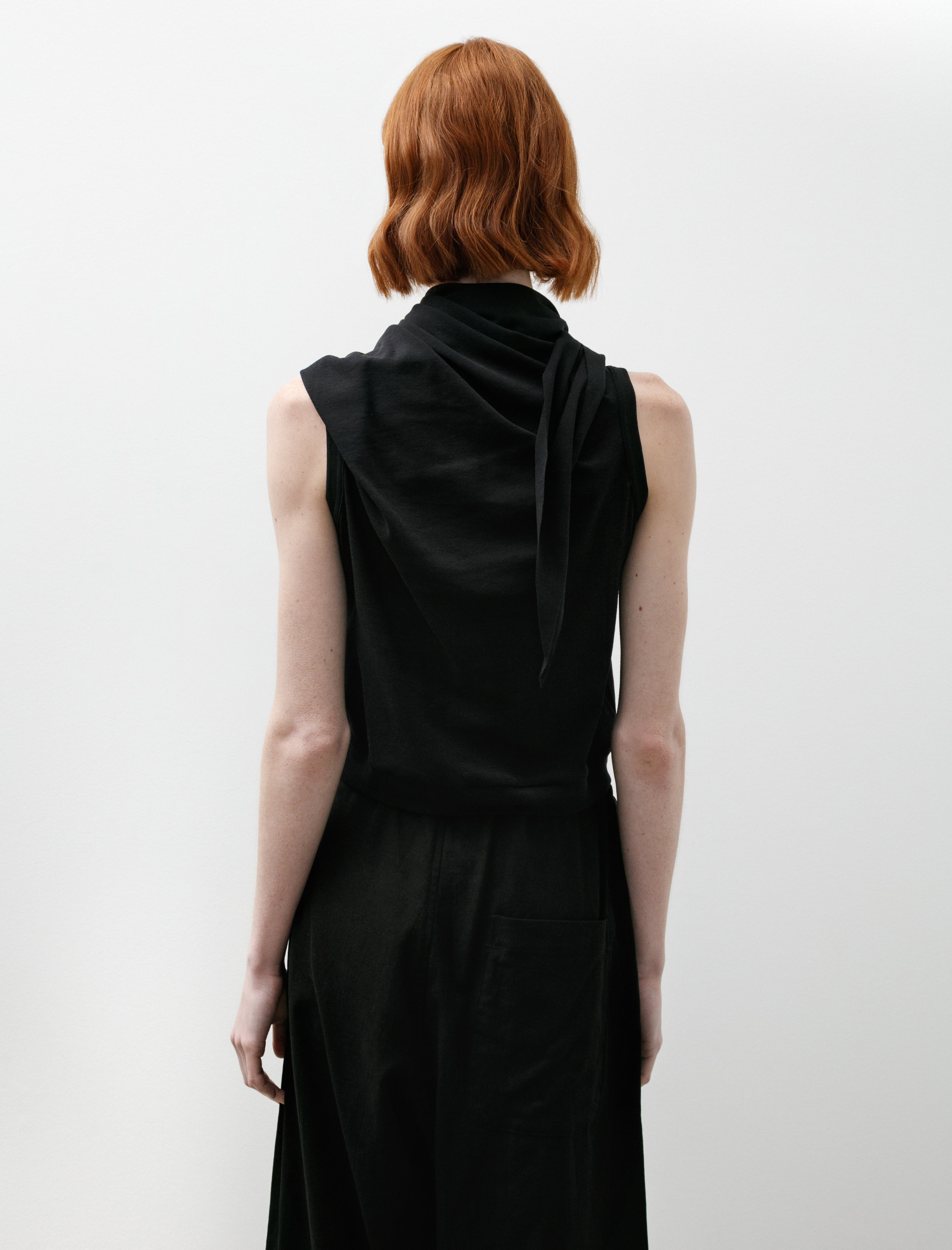 Y's by Yohji Yamamoto Drape Tie Sleeveless Top Black