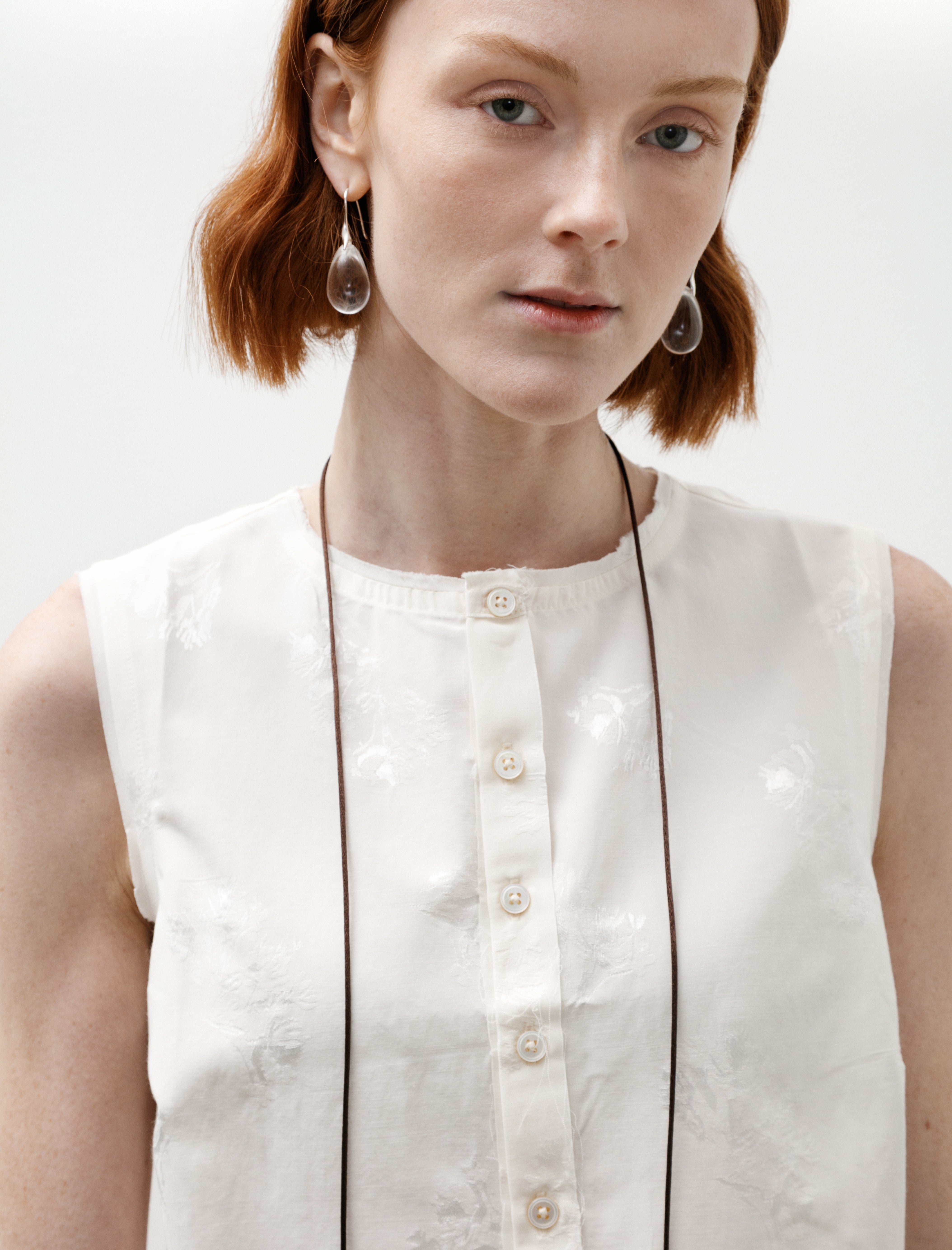 Camiel Fortgens Square Top Flower Jacquard Off White