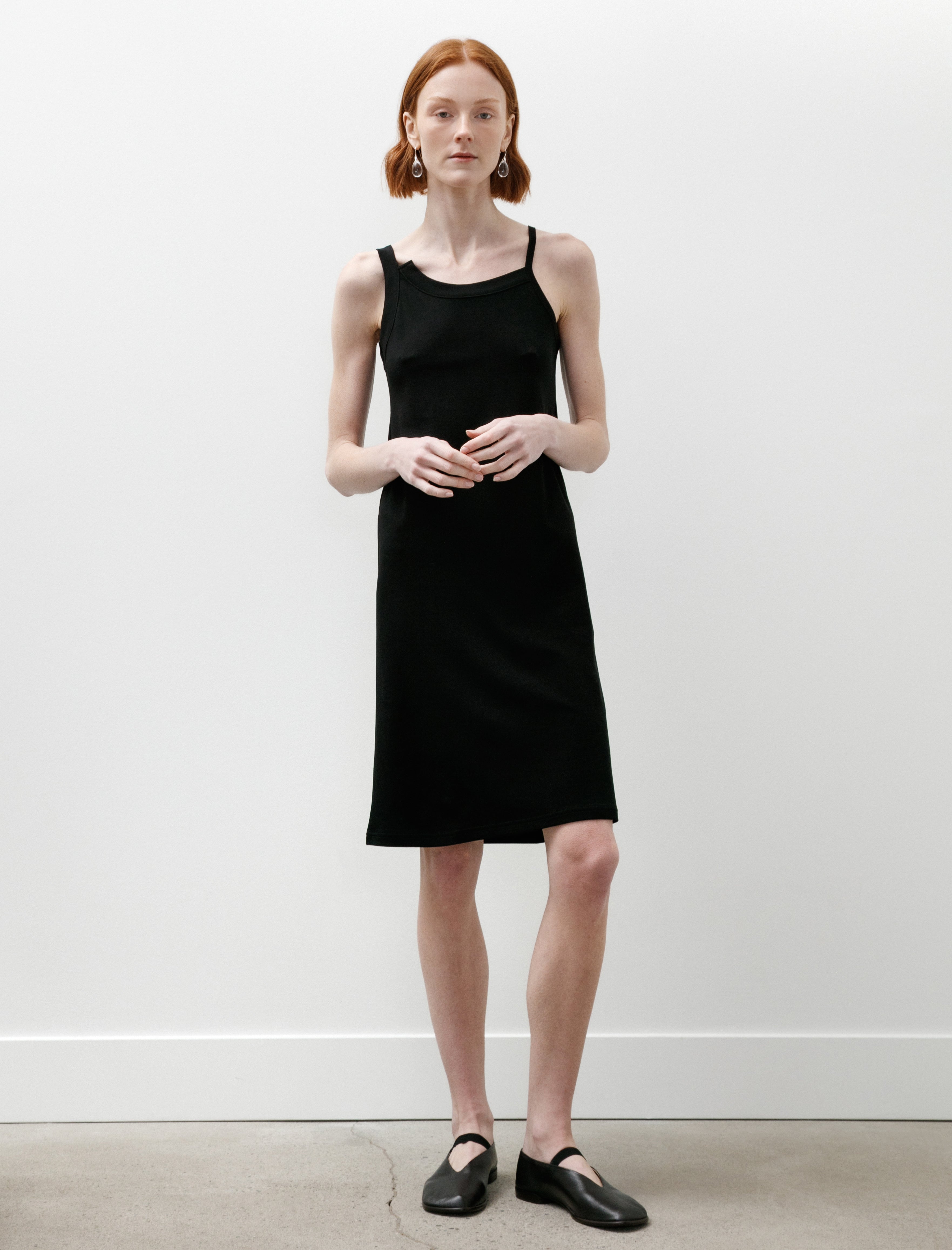 Y's by Yohji Yamamoto Double Strap Jersey Tank Dress Black