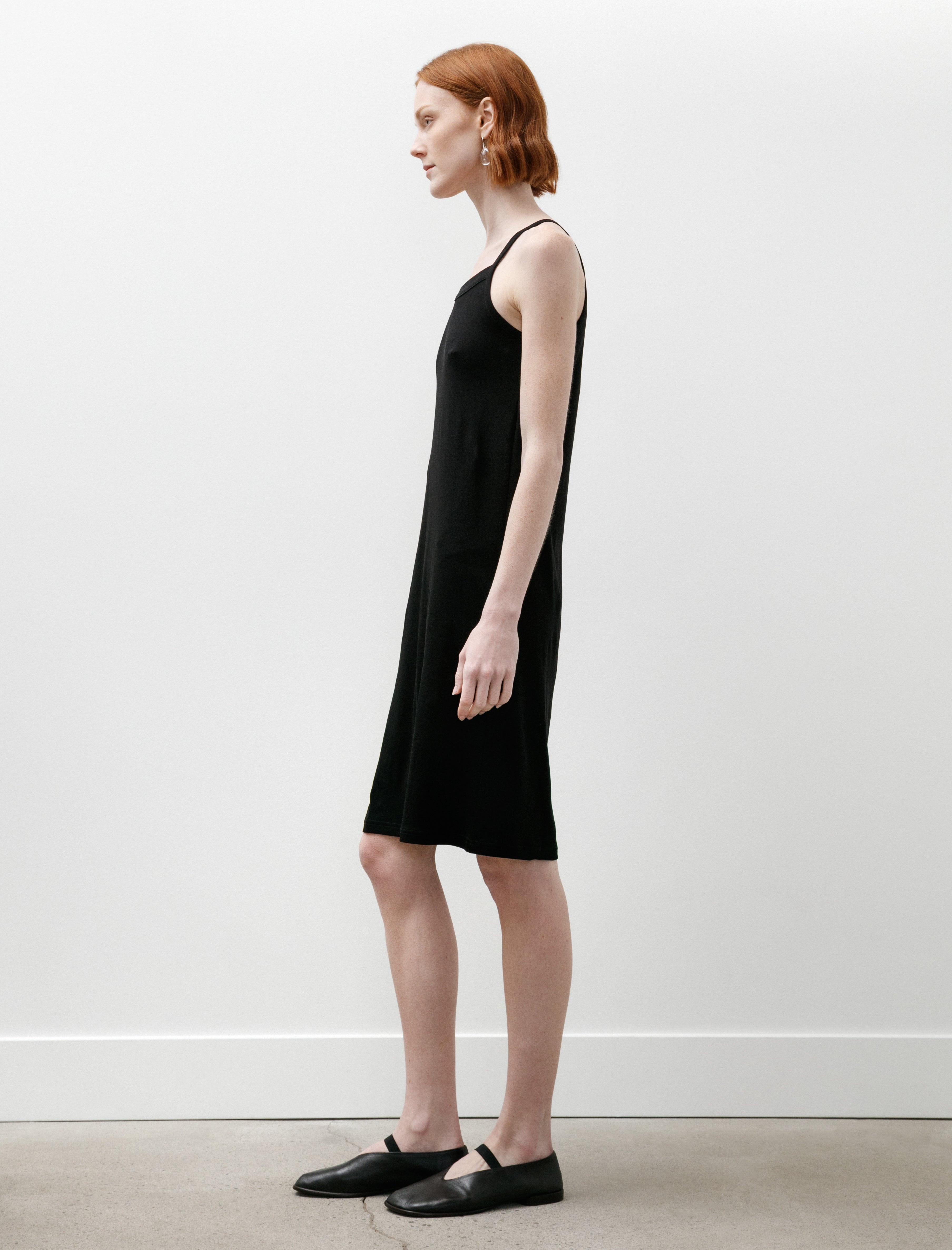 Y's by Yohji Yamamoto Double Strap Jersey Tank Dress Black