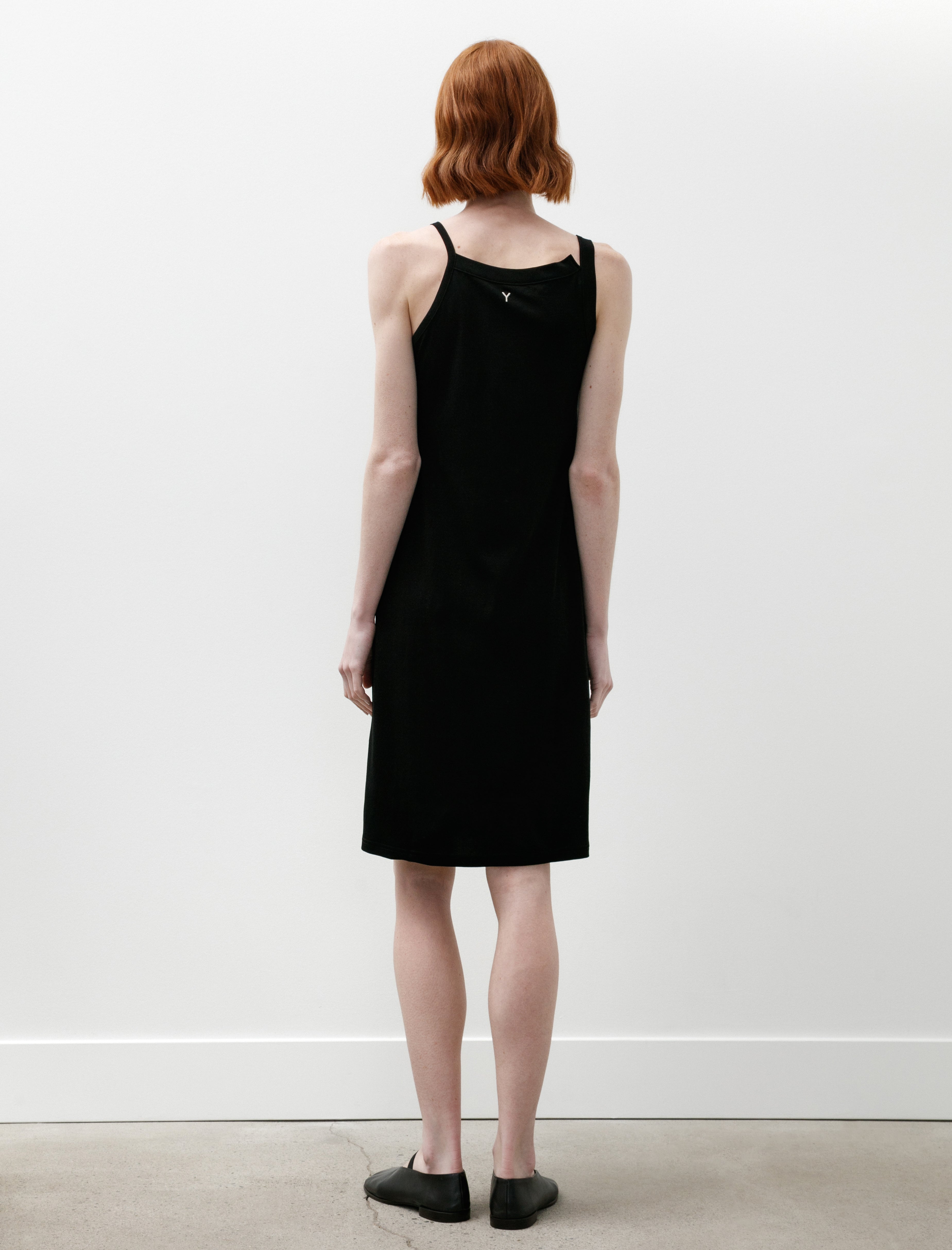 Y's by Yohji Yamamoto Double Strap Jersey Tank Dress Black