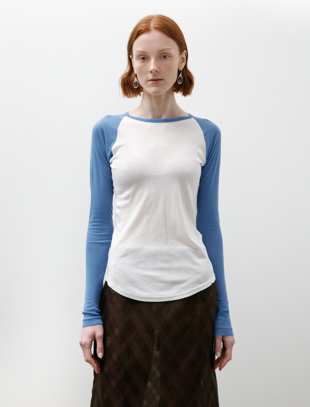 【未使用】SUPER HIGH GAUGE SHEER RIB RAGLAN Auralee Super High Gauge Sheer Rib Raglan White Blue – Neighbour