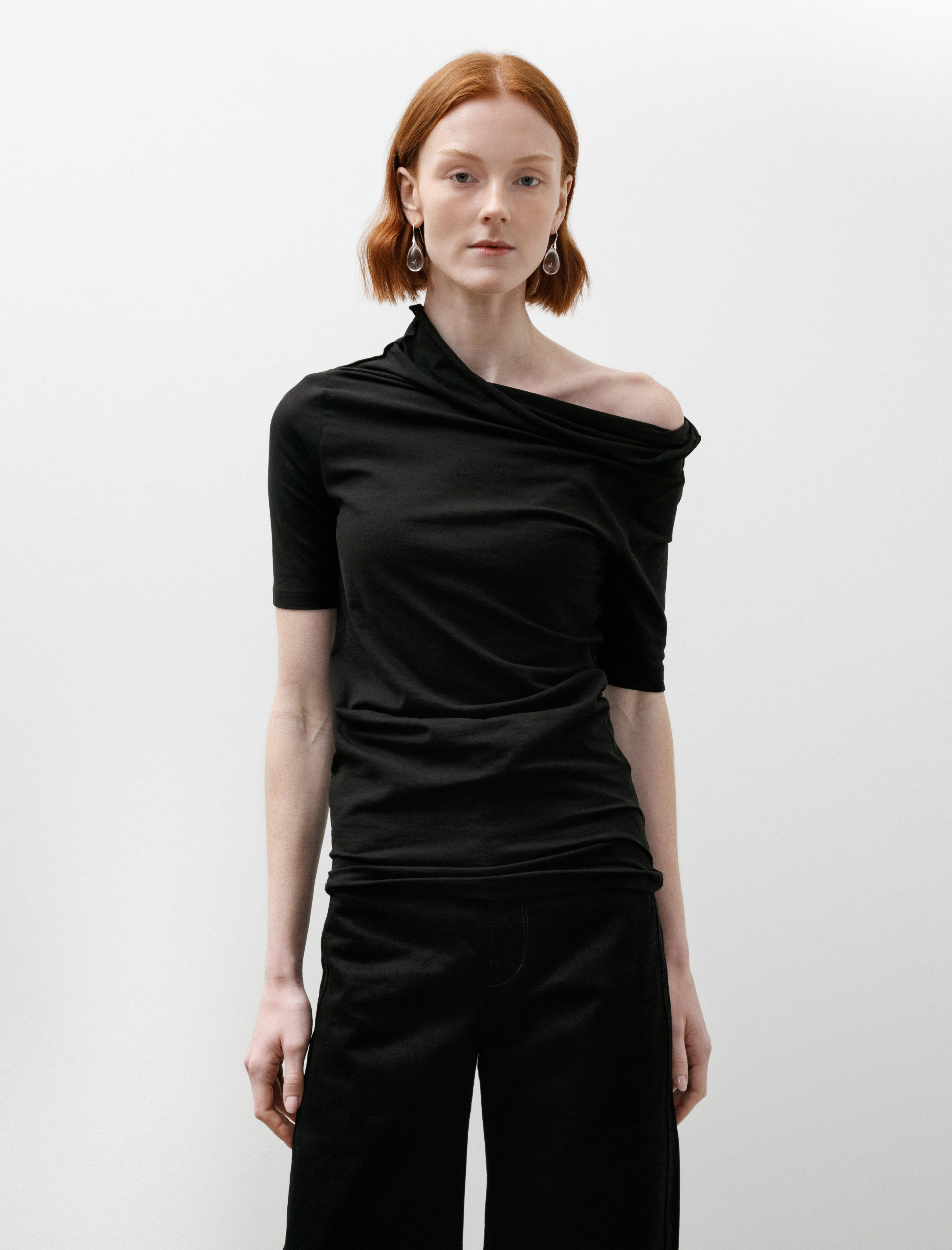 Lemaire Short Sleeve Twisted Top Black