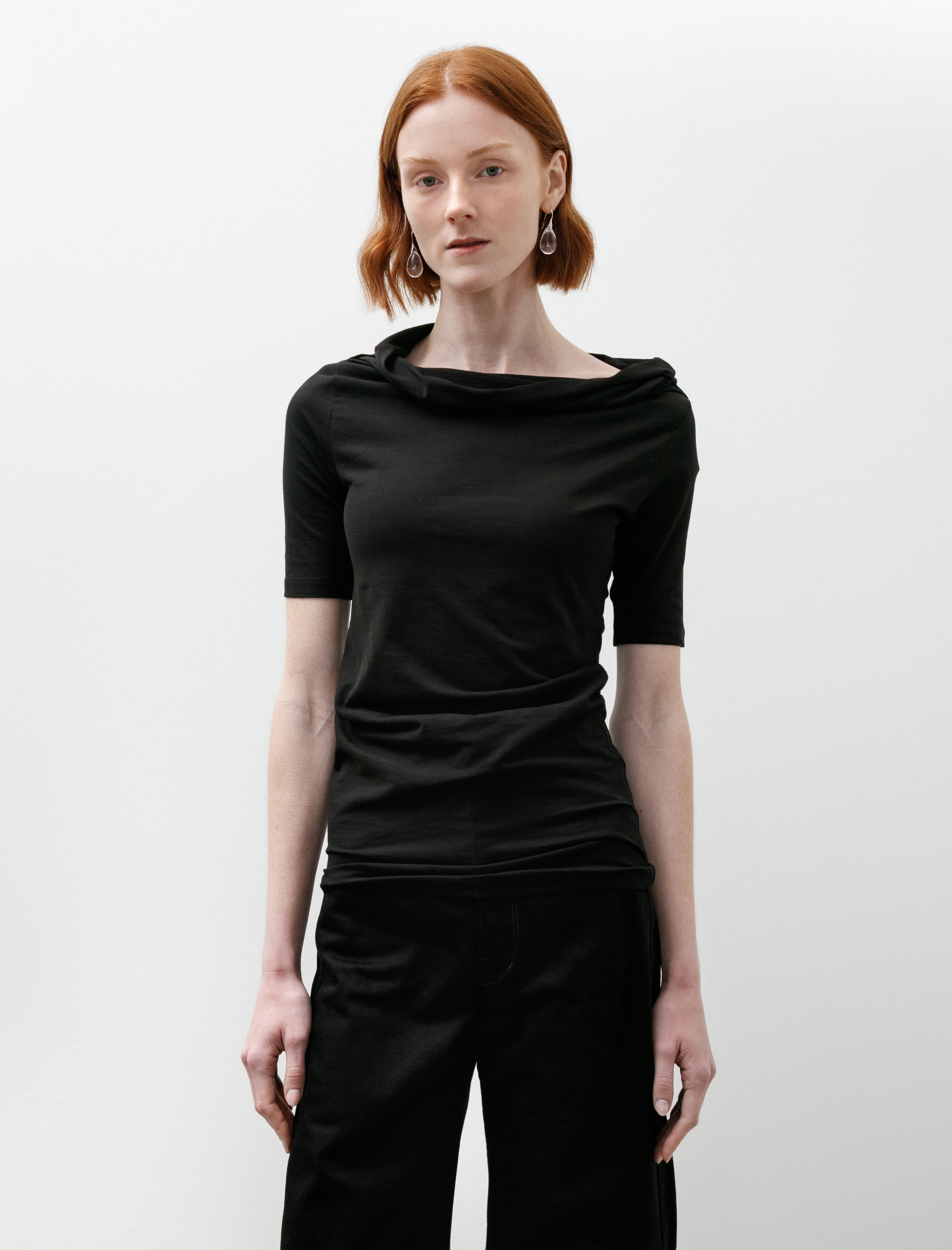 Lemaire Short Sleeve Twisted Top Black