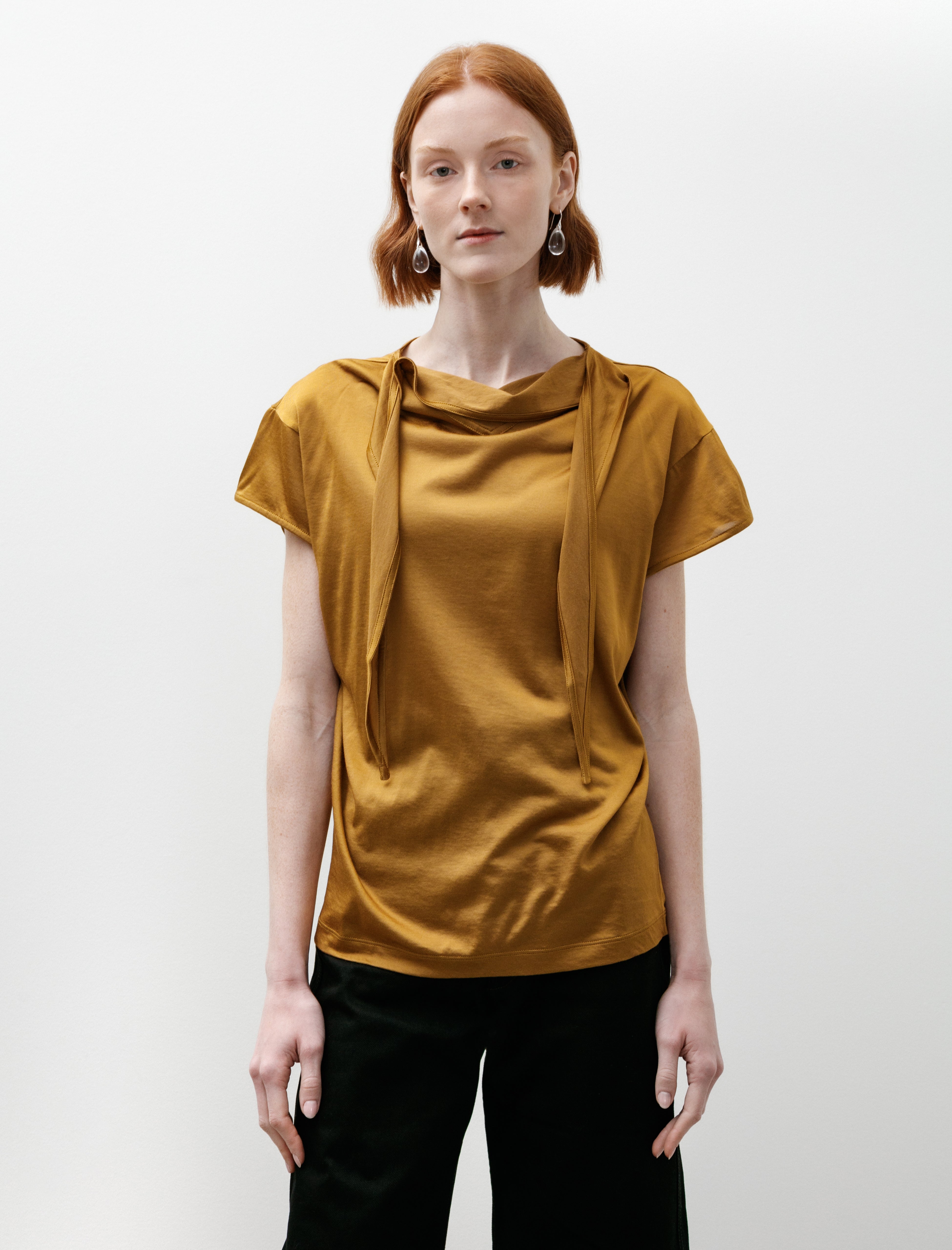 Lemaire Short Sleeve Foulard Top Cinnamon Brown