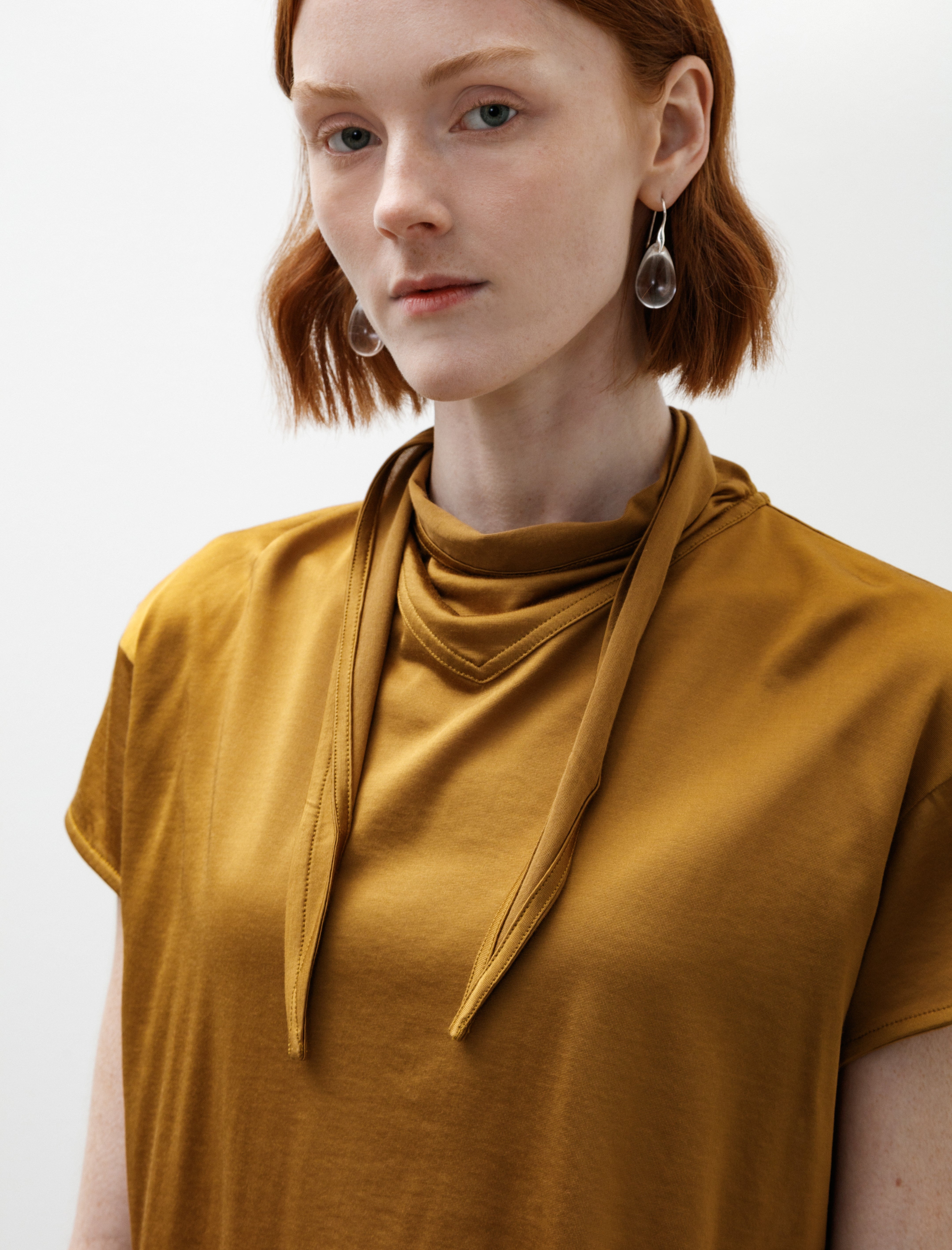 Lemaire Short Sleeve Foulard Top Cinnamon Brown