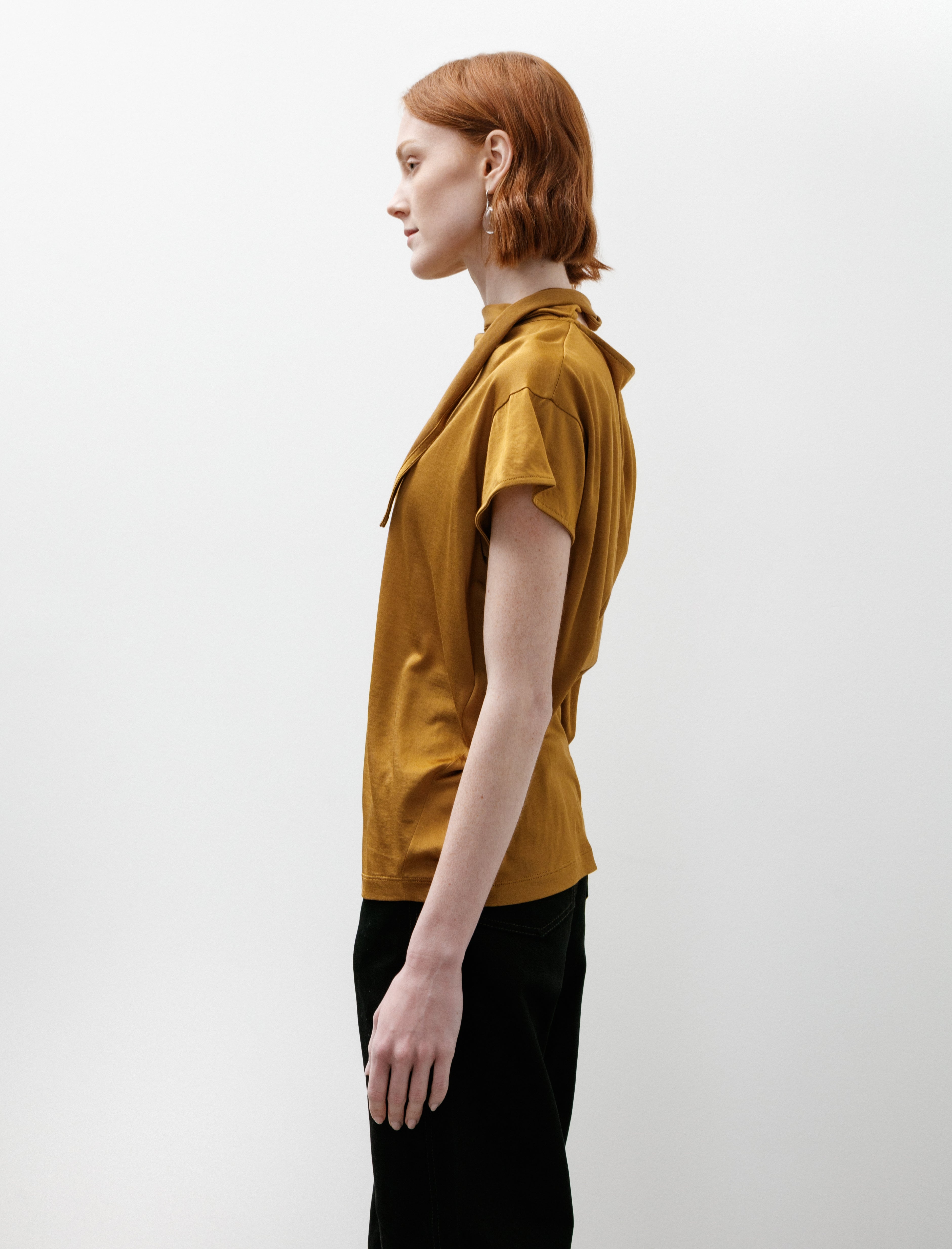 Lemaire Short Sleeve Foulard Top Cinnamon Brown