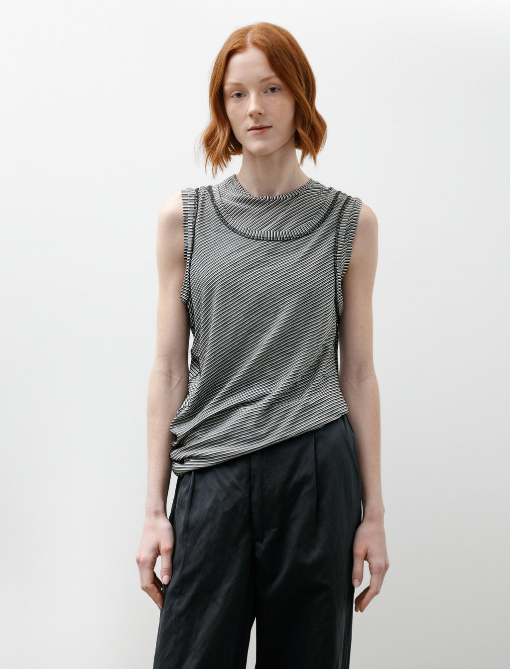 Wanze Double Layered Jersey Tank Jersey Stripe Black – Neighbour