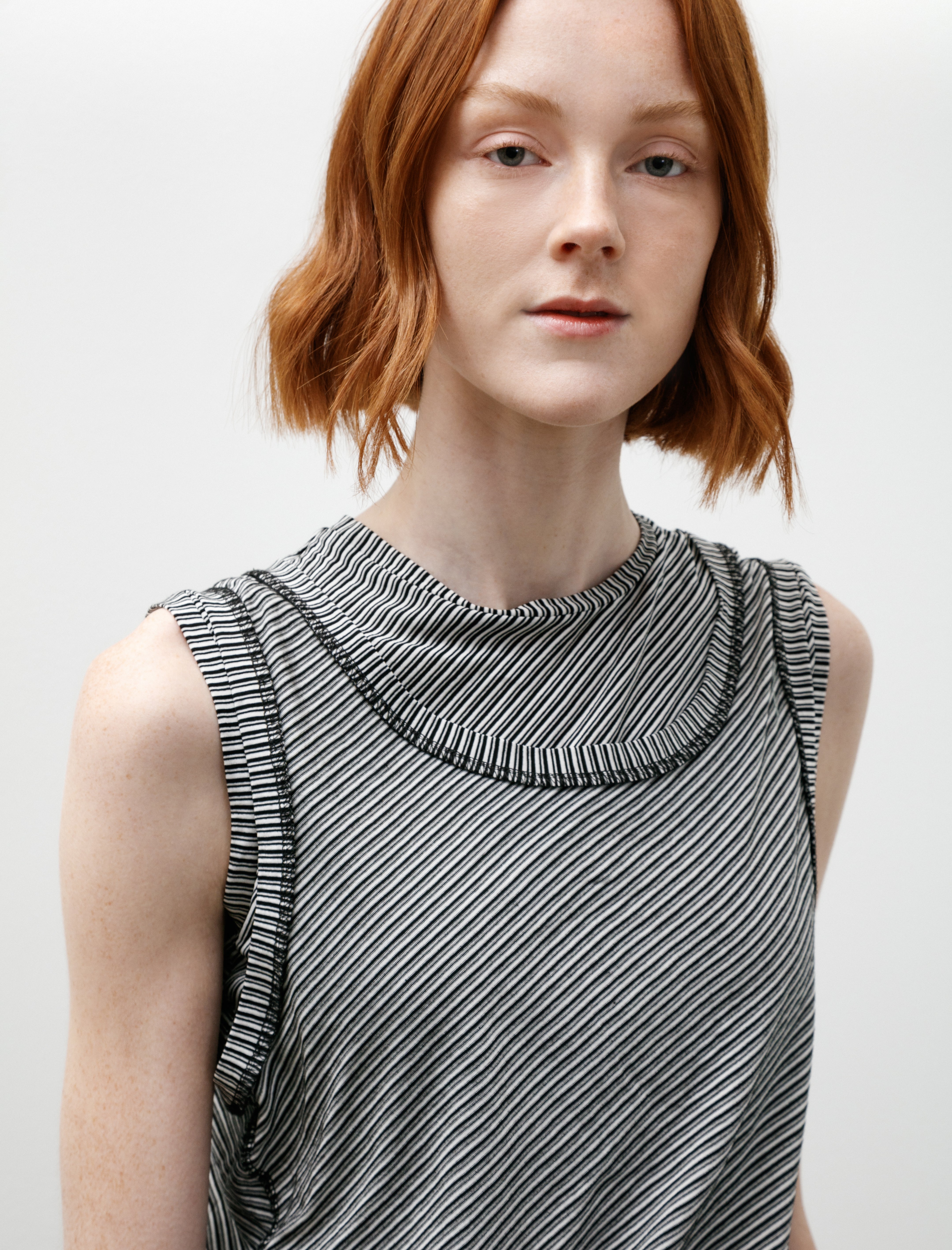 Wanze Double Layered Jersey Tank Jersey Stripe Black