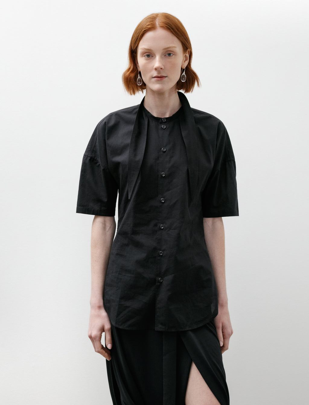 Lemaire Short Sleeve Shirt with Foulard Squid Ink – Neighbour