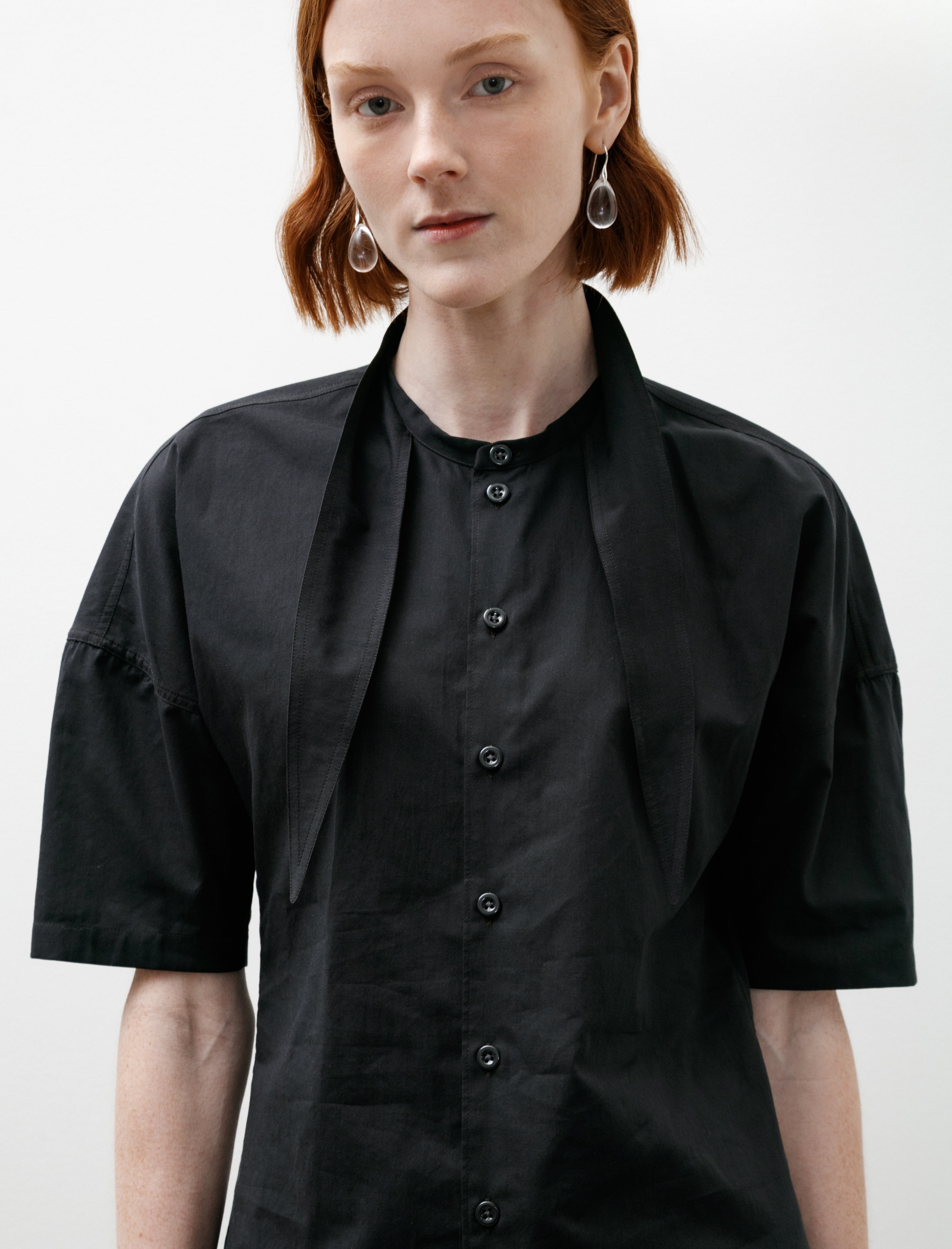 Lemaire Short Sleeve Shirt with Foulard Squid Ink