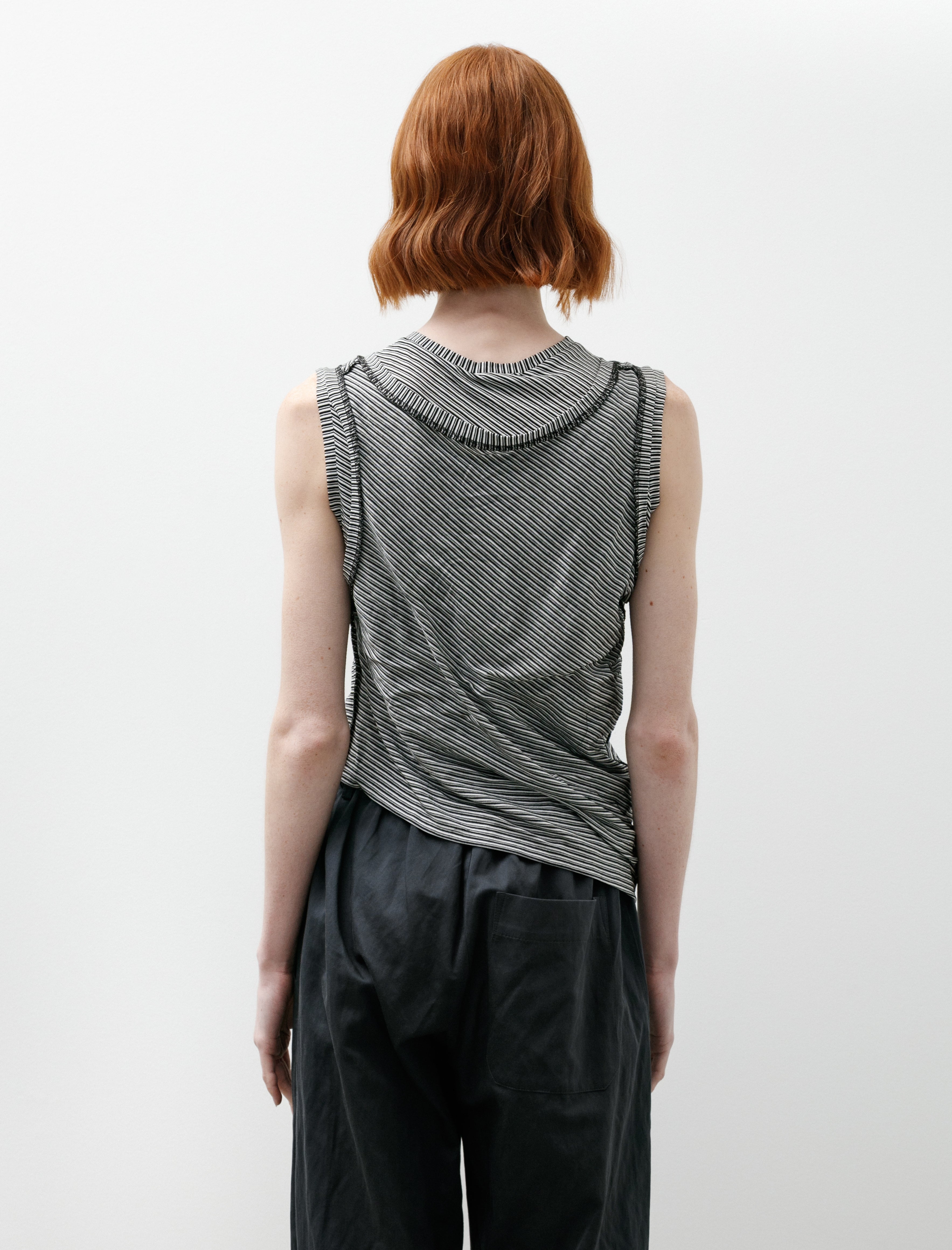Wanze Double Layered Jersey Tank Jersey Stripe Black