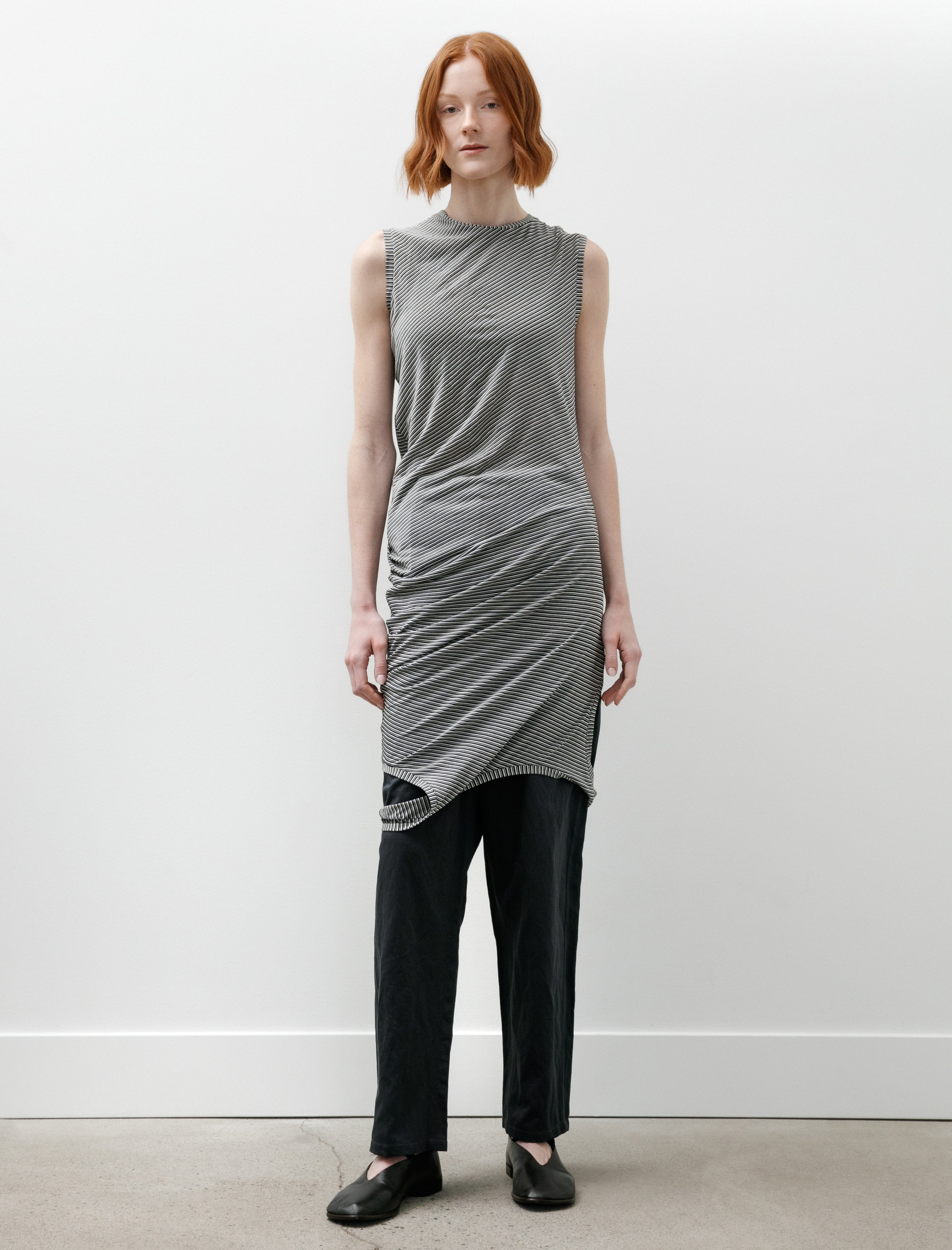 Wanze Double Layered Jersey Tank Jersey Stripe Black