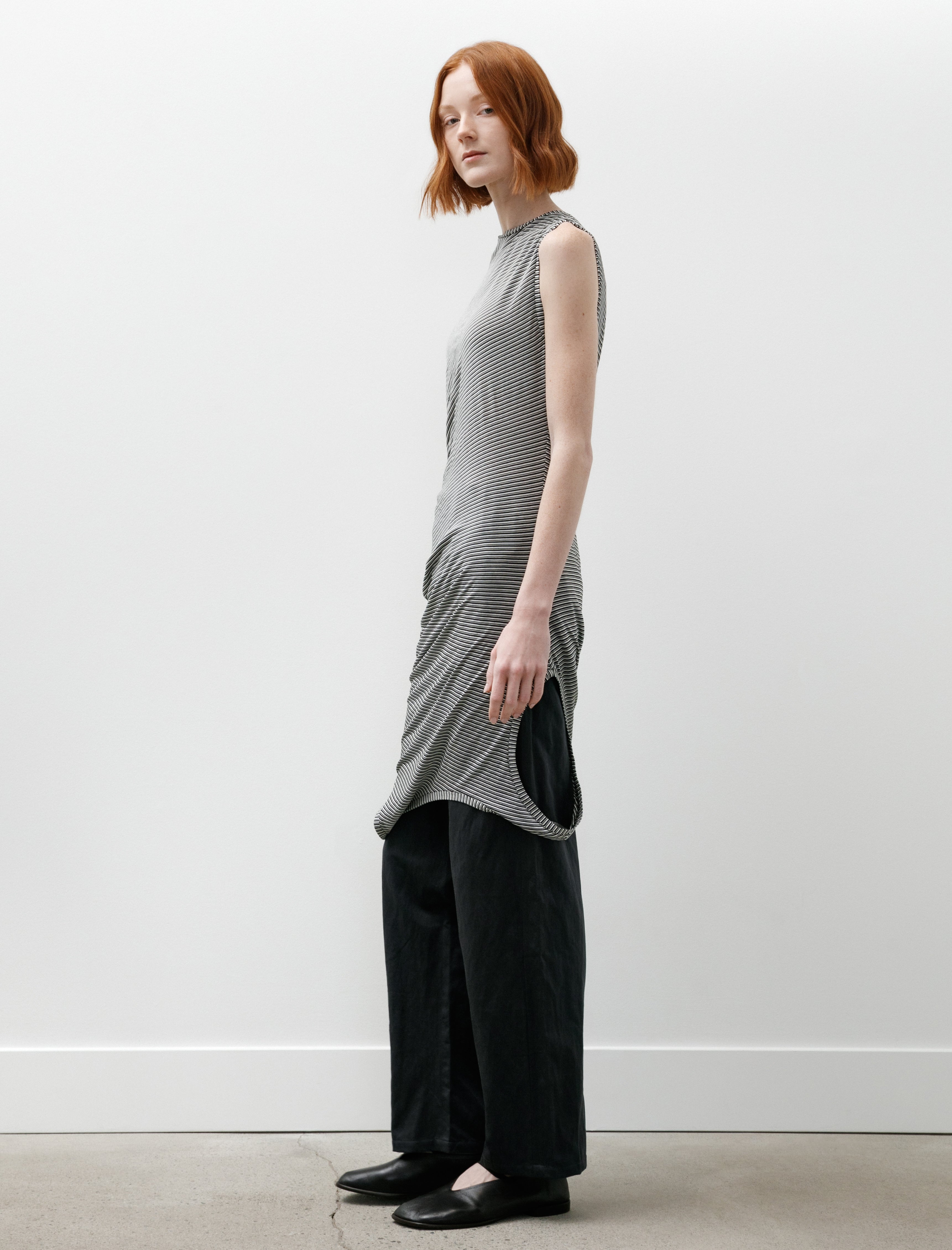 Wanze Double Layered Jersey Tank Jersey Stripe Black