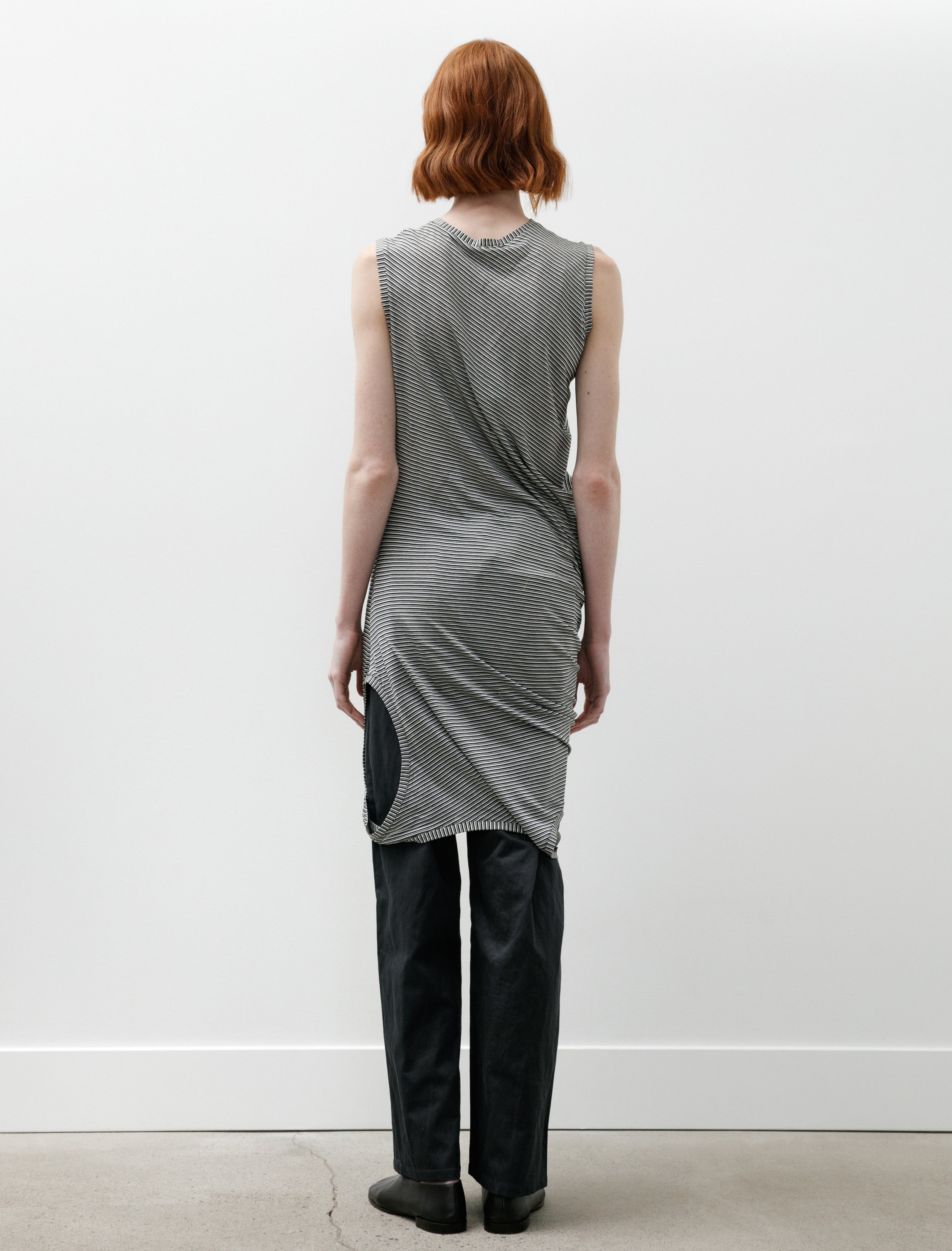 Wanze Double Layered Jersey Tank Jersey Stripe Black