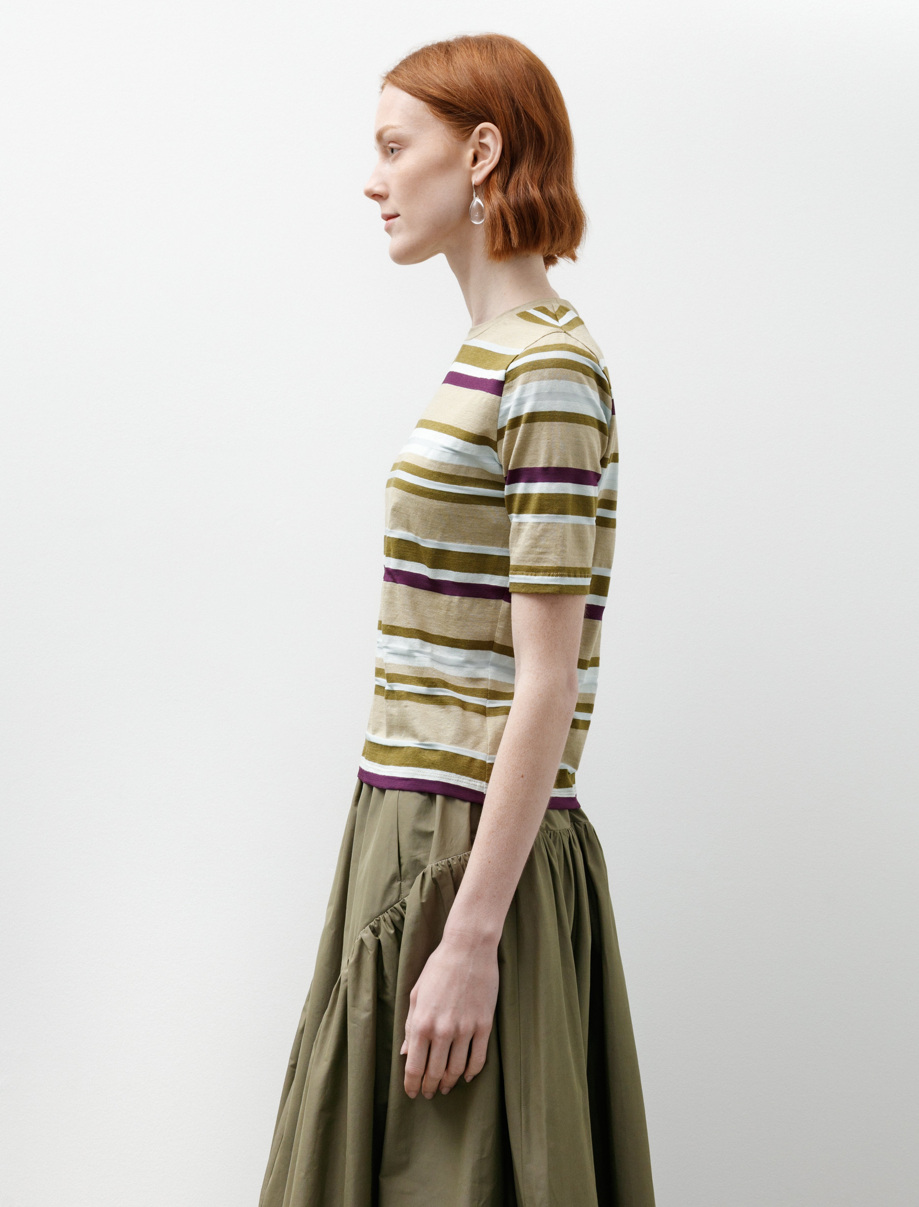 Wanze Short Sleeve Jersey Tee Linen Viscose Stripe