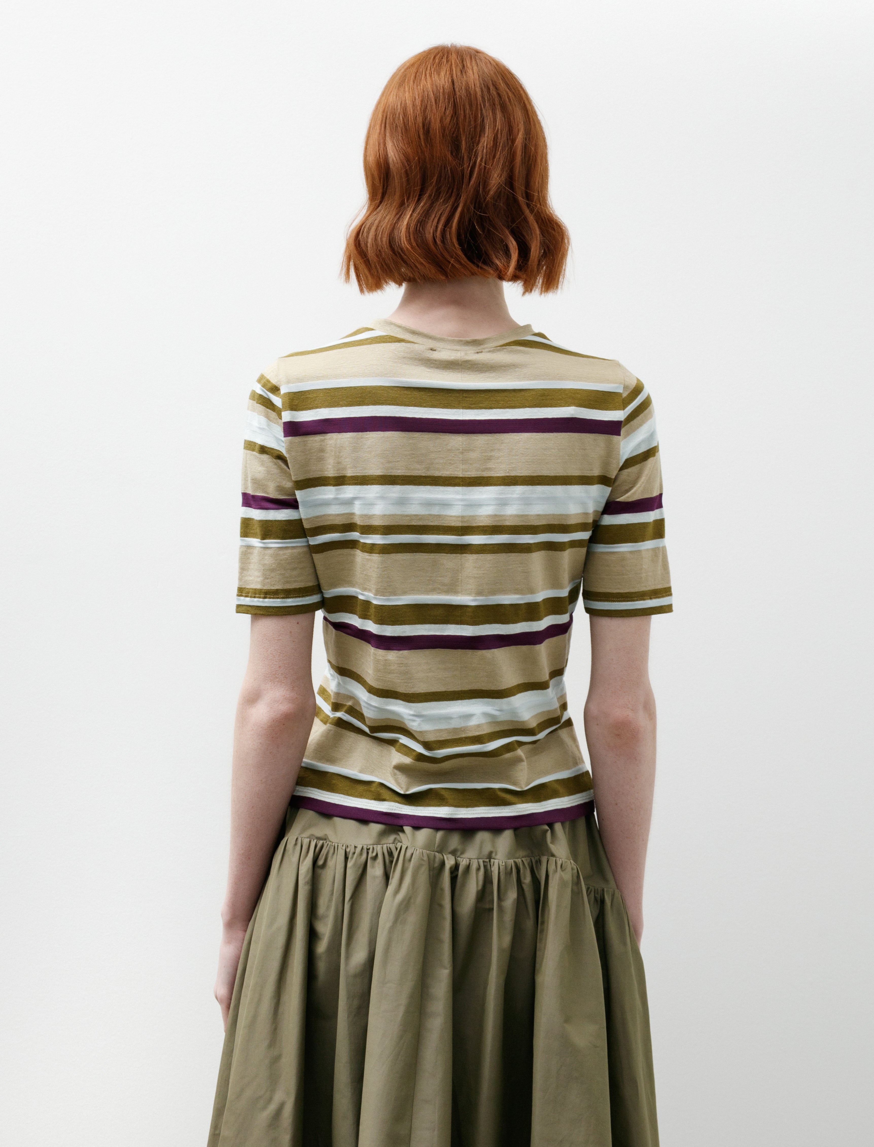 Wanze Short Sleeve Jersey Tee Linen Viscose Stripe