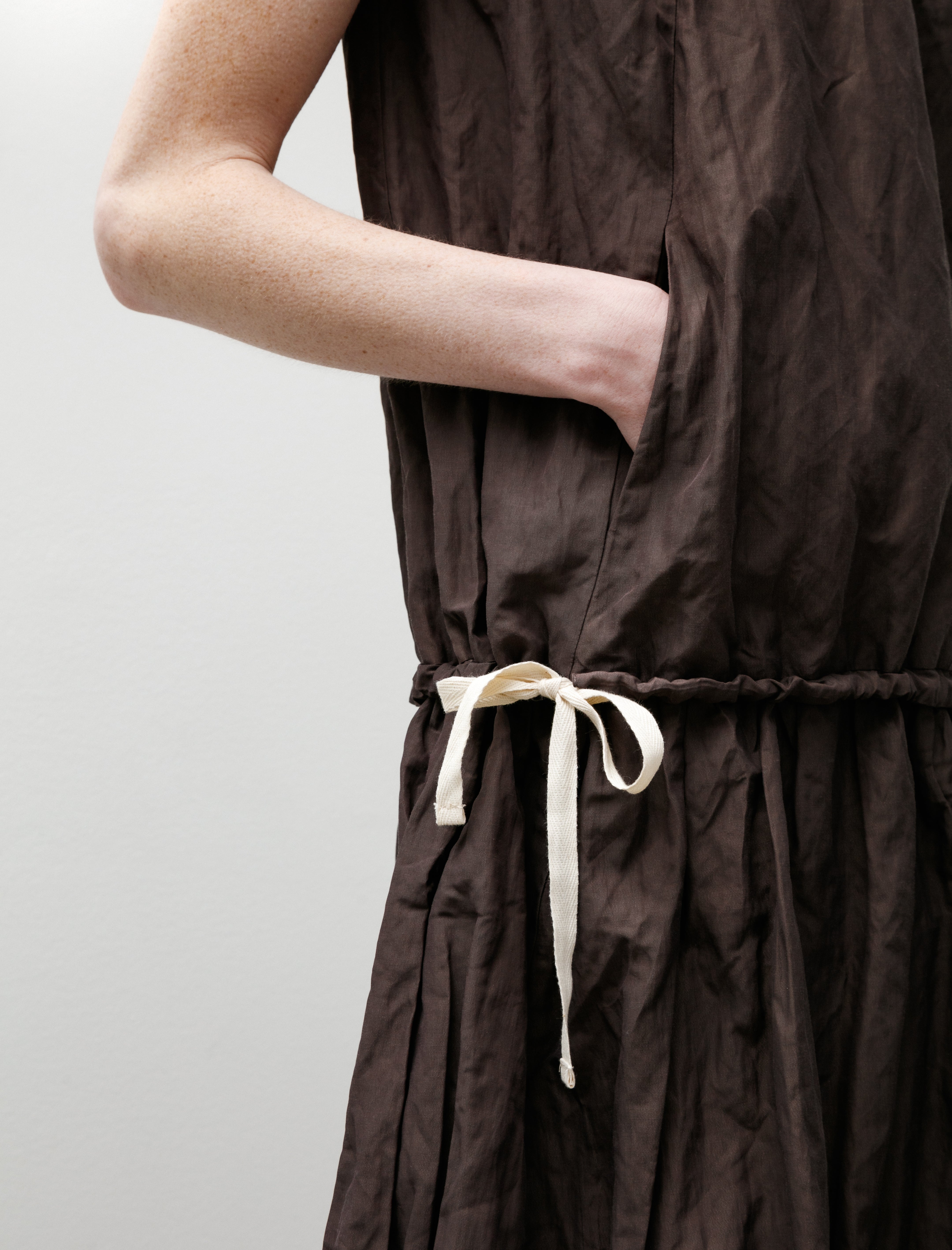 Wanze Full Body Gathered Dress Cotton Nylon Metal Prune