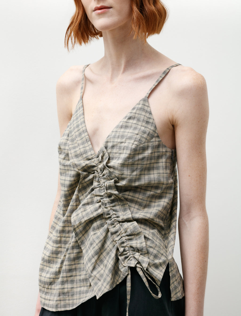 Wanze Ruffle Camisole Tank Organic Cotton Umber/Moss – Neighbour
