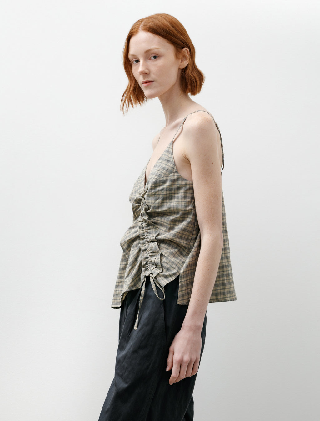 Wanze Ruffle Camisole Tank Organic Cotton Umber/Moss – Neighbour