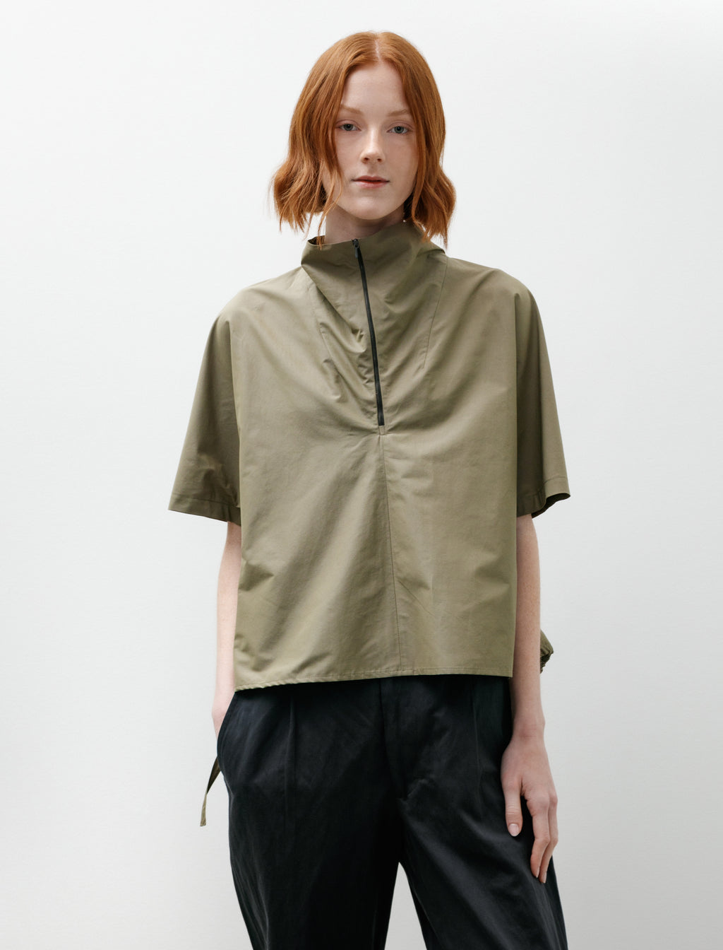 wake sapporo uniform シャツ　xl Wanze Quarter Zip Bubble Shirt Cotton Nylon Khaki Green – Neighbour