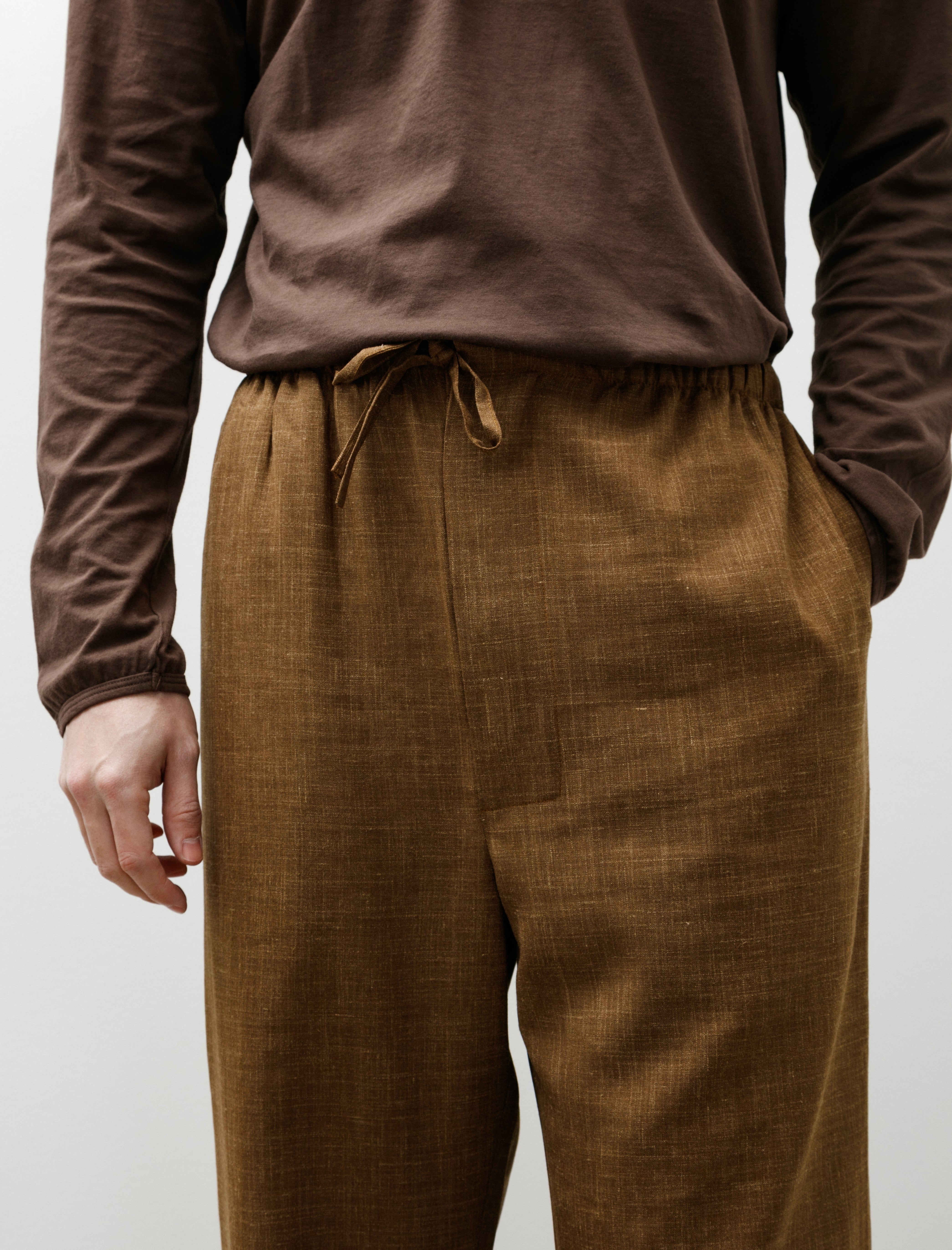 Gabriela Coll No.288 Summer Wool Drawstring Trousers Camel