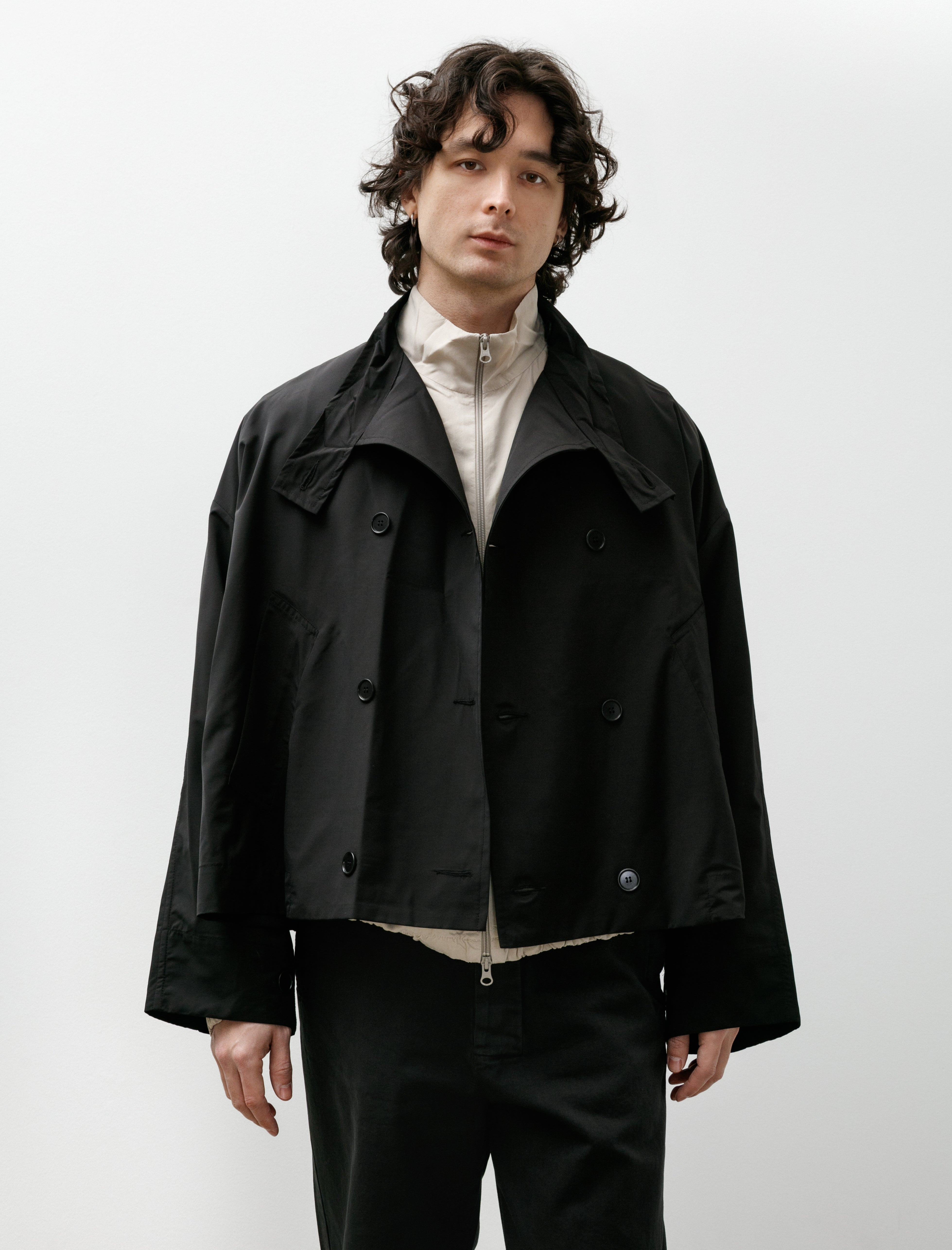 Gabriela Coll No.286 Rainsystem Wool Cropped Jacket Black