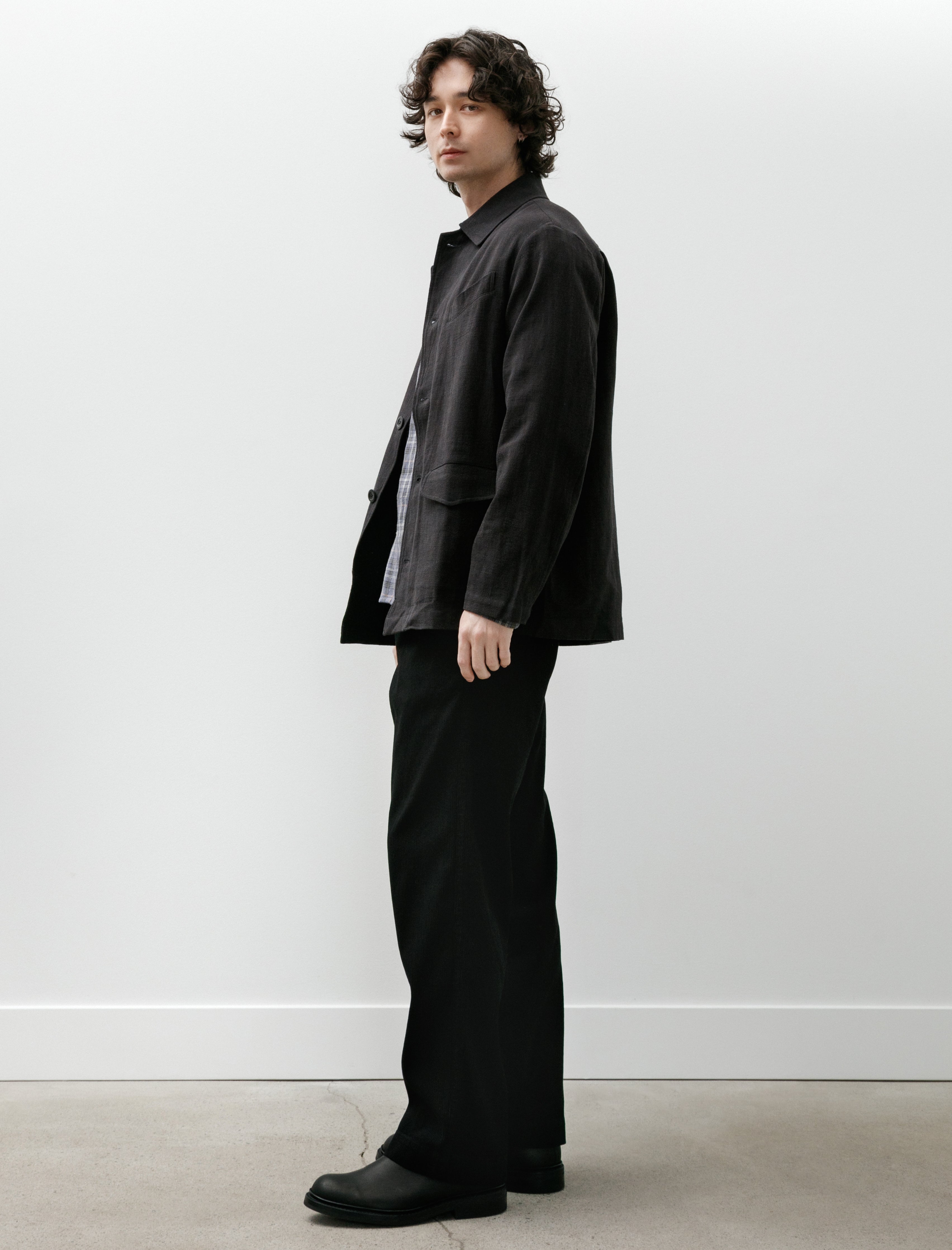 Conkers Gardening Trouser Striped Cotton OD Black