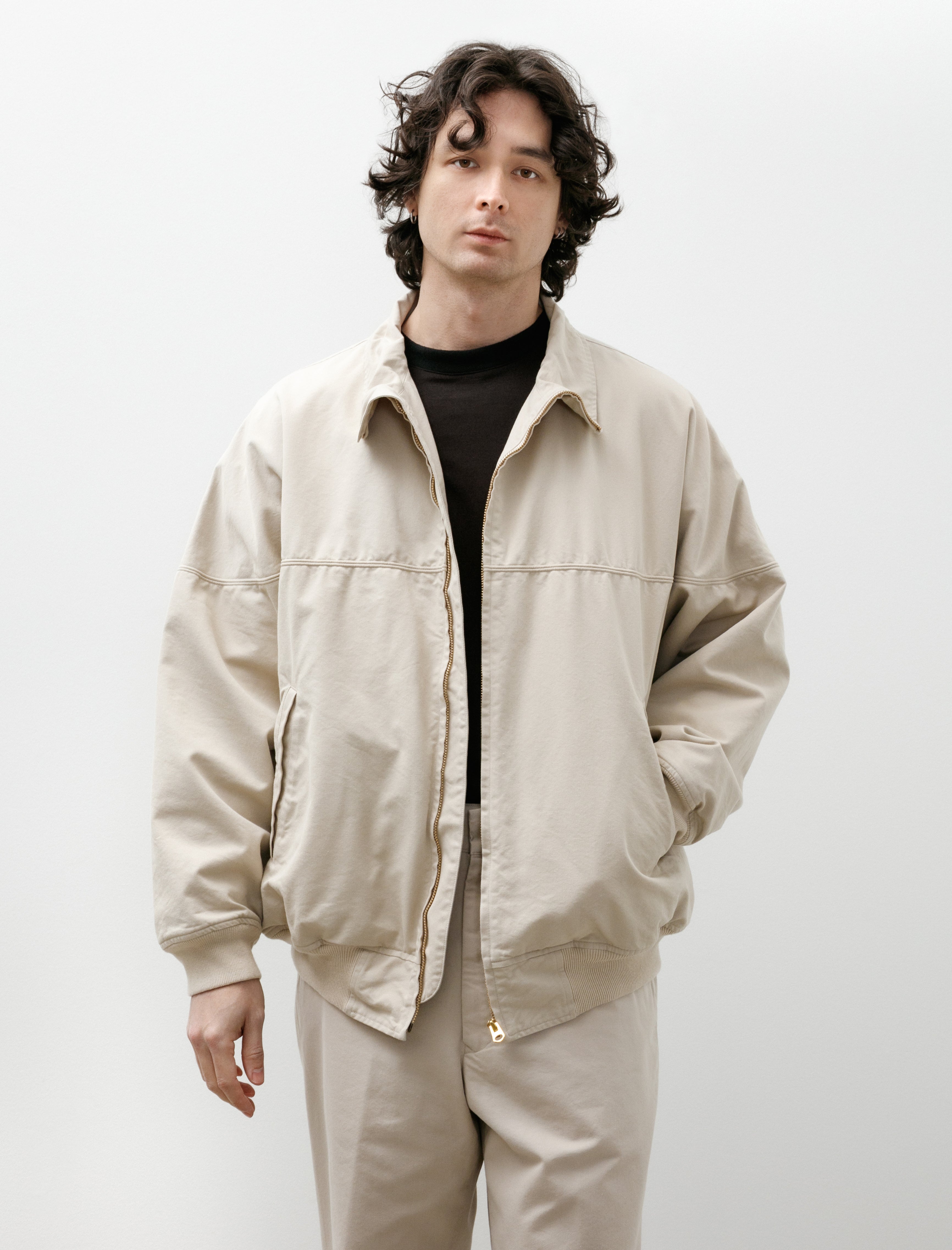 Comoli Post-Work Twill Cap Shoulder Blouson Ivory
