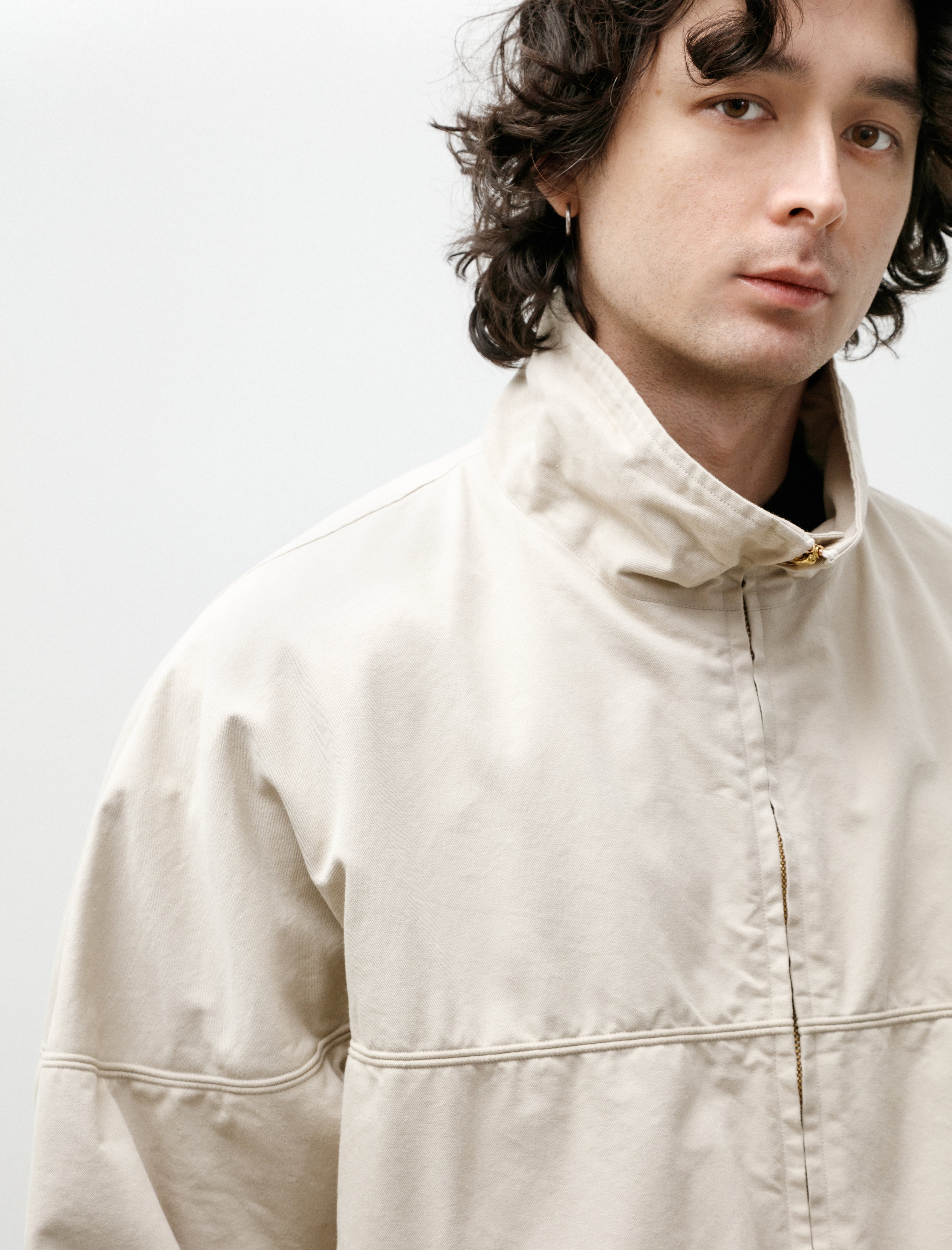 Comoli Post-Work Twill Cap Shoulder Blouson Ivory