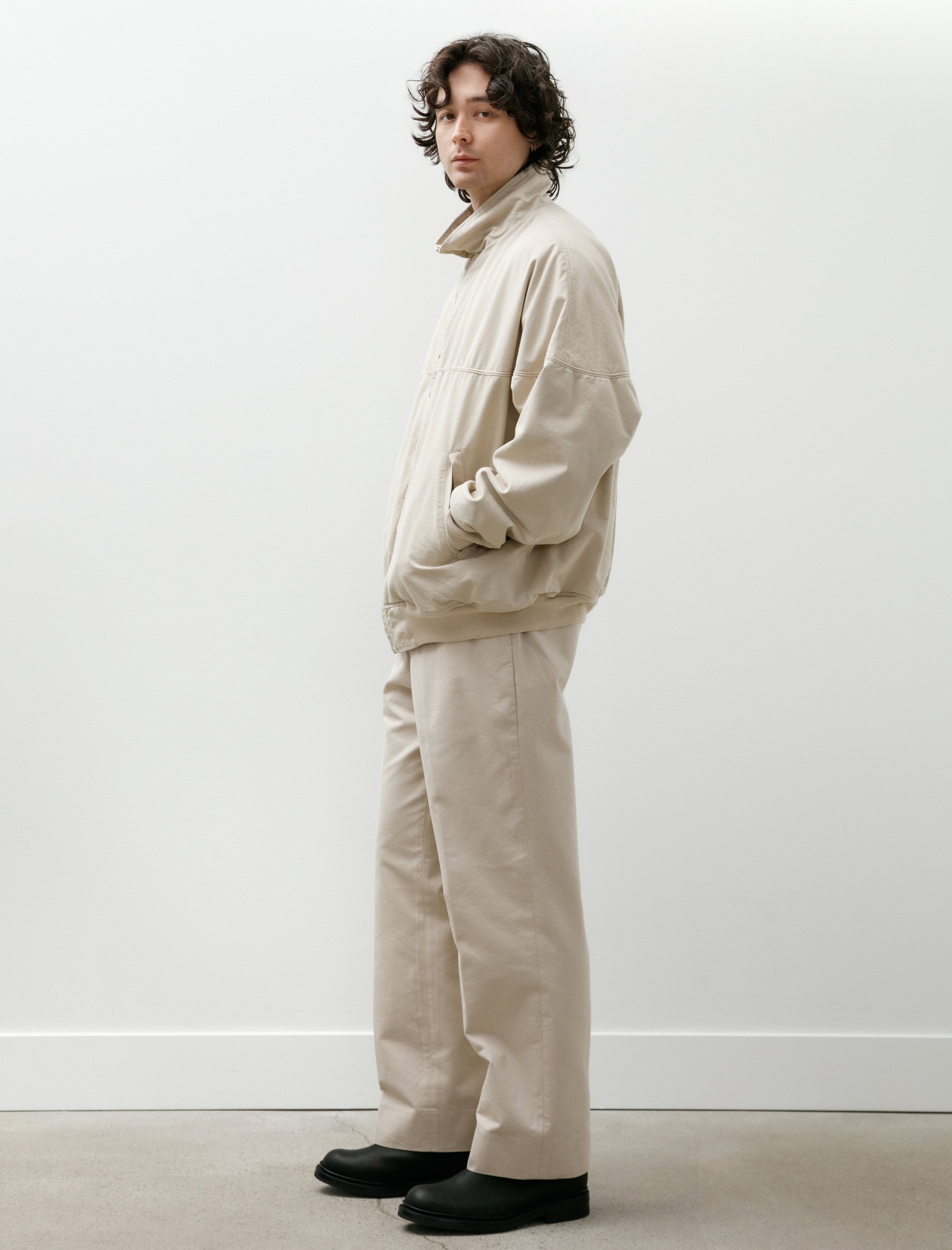 Comoli Post-Work Twill Cap Shoulder Blouson Ivory