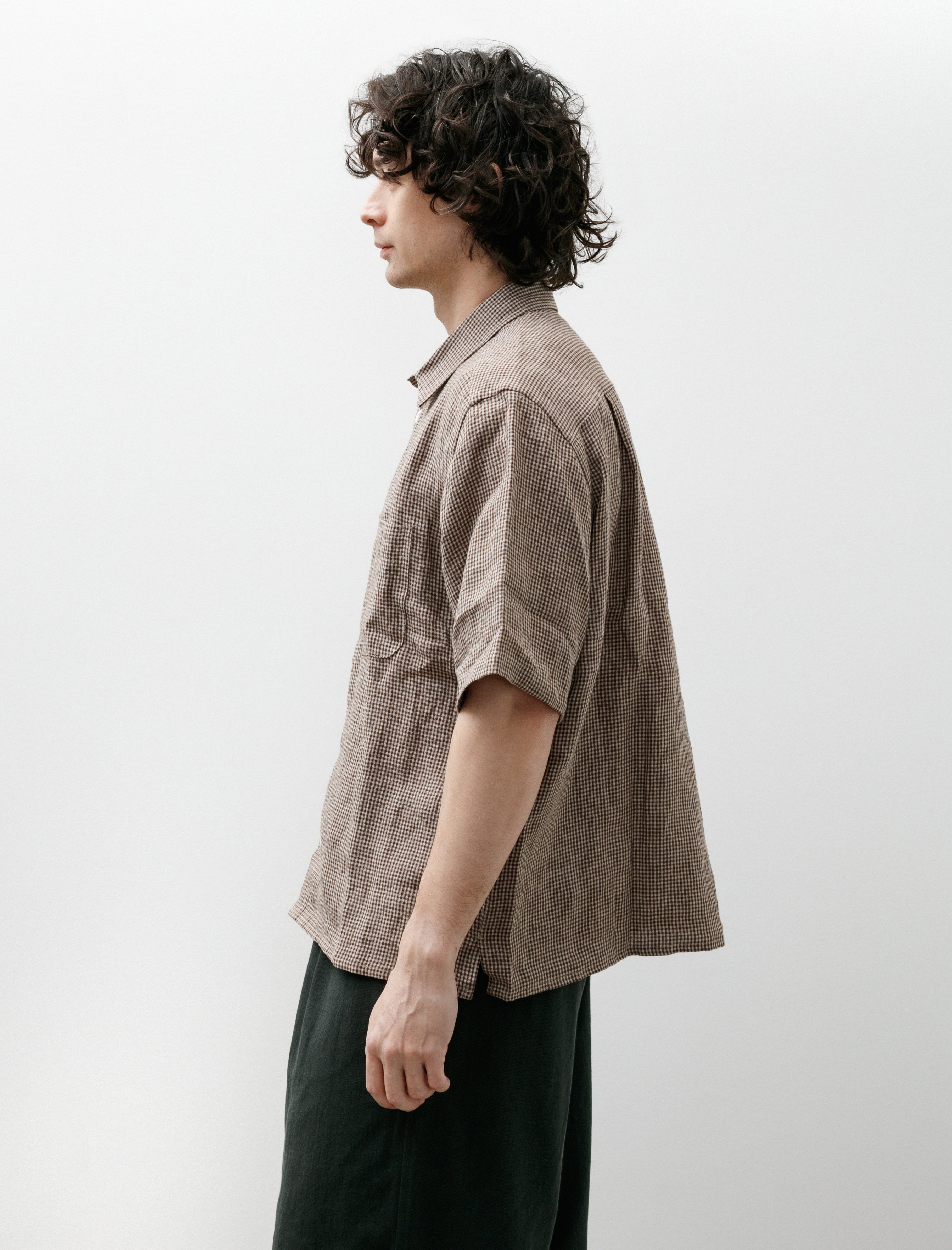 Conkers Farmer Shirt Short Sleeve Irish Linen Straw