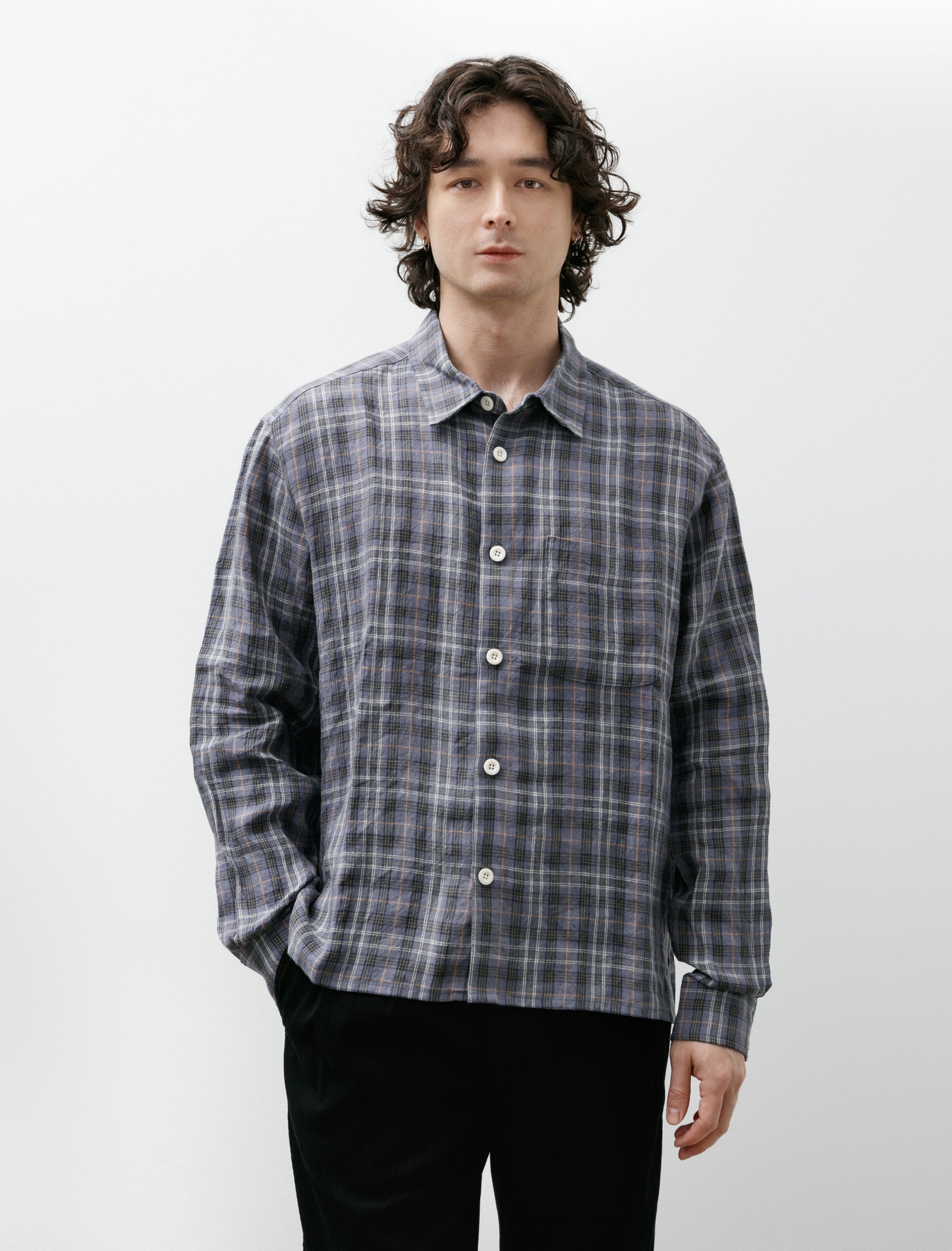Conkers Farmer Shirt Irish Linen Sloe