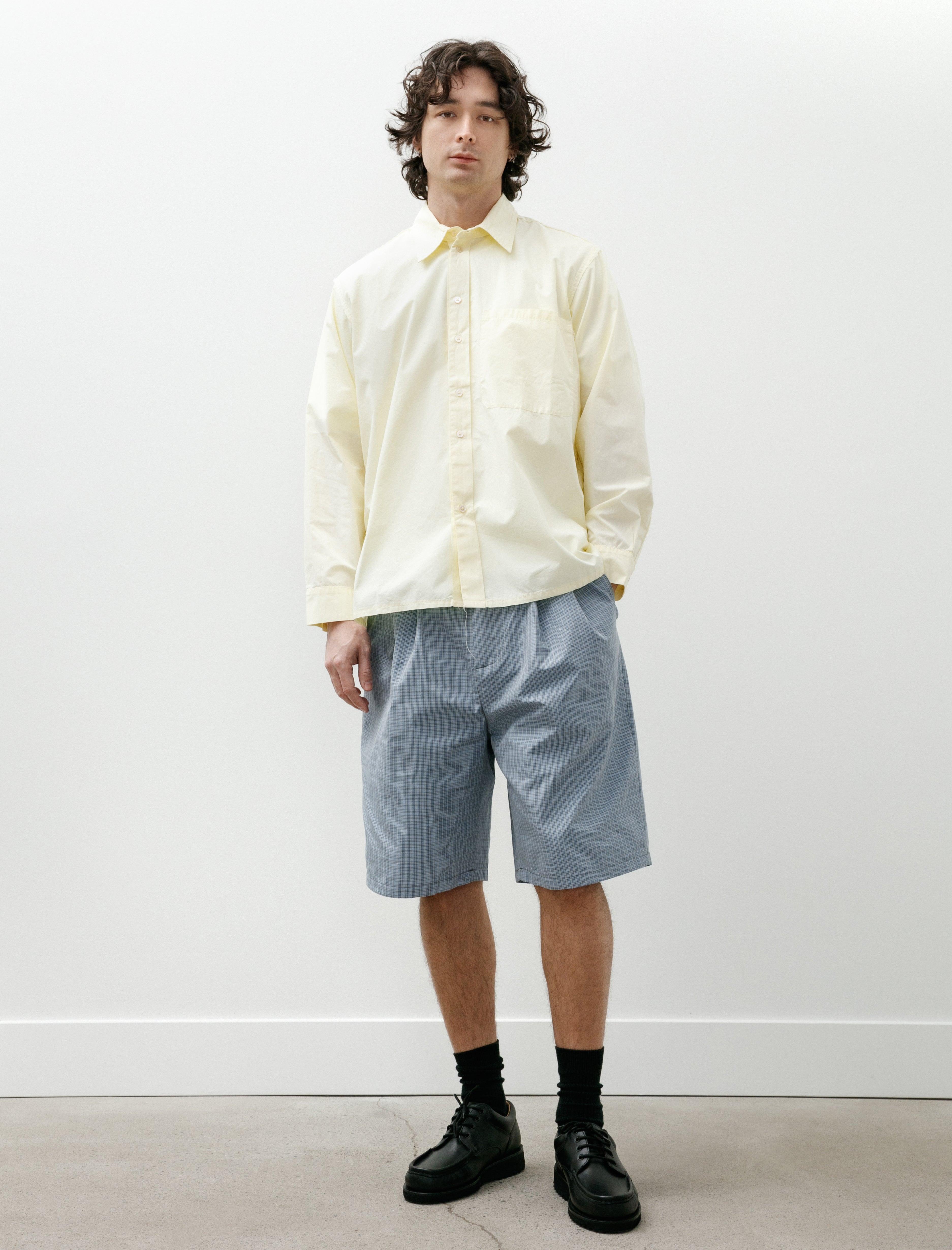 Camiel Fortgens Slim Suit Shorts Blue Grey White Check