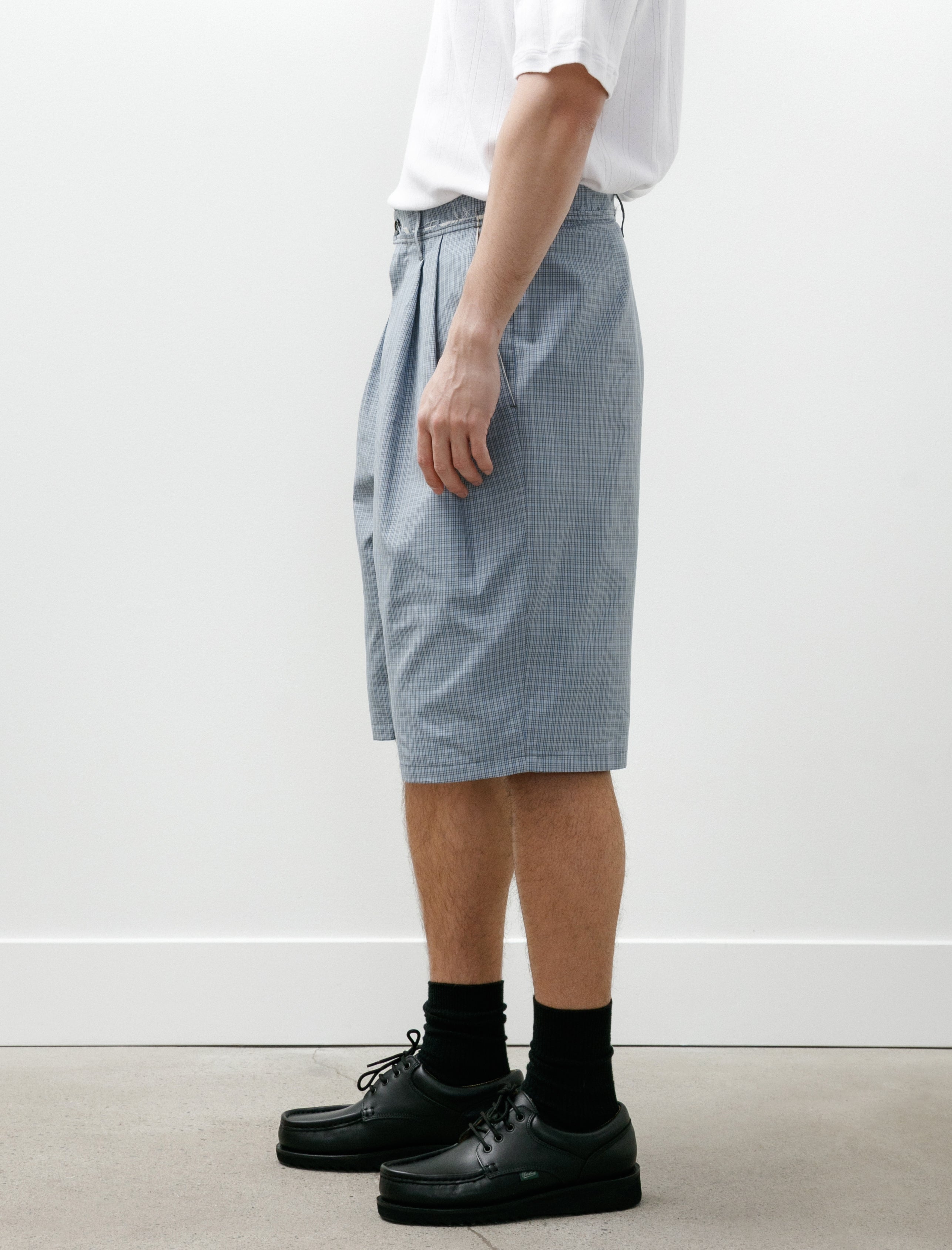 Camiel Fortgens Slim Suit Shorts Blue Grey White Check