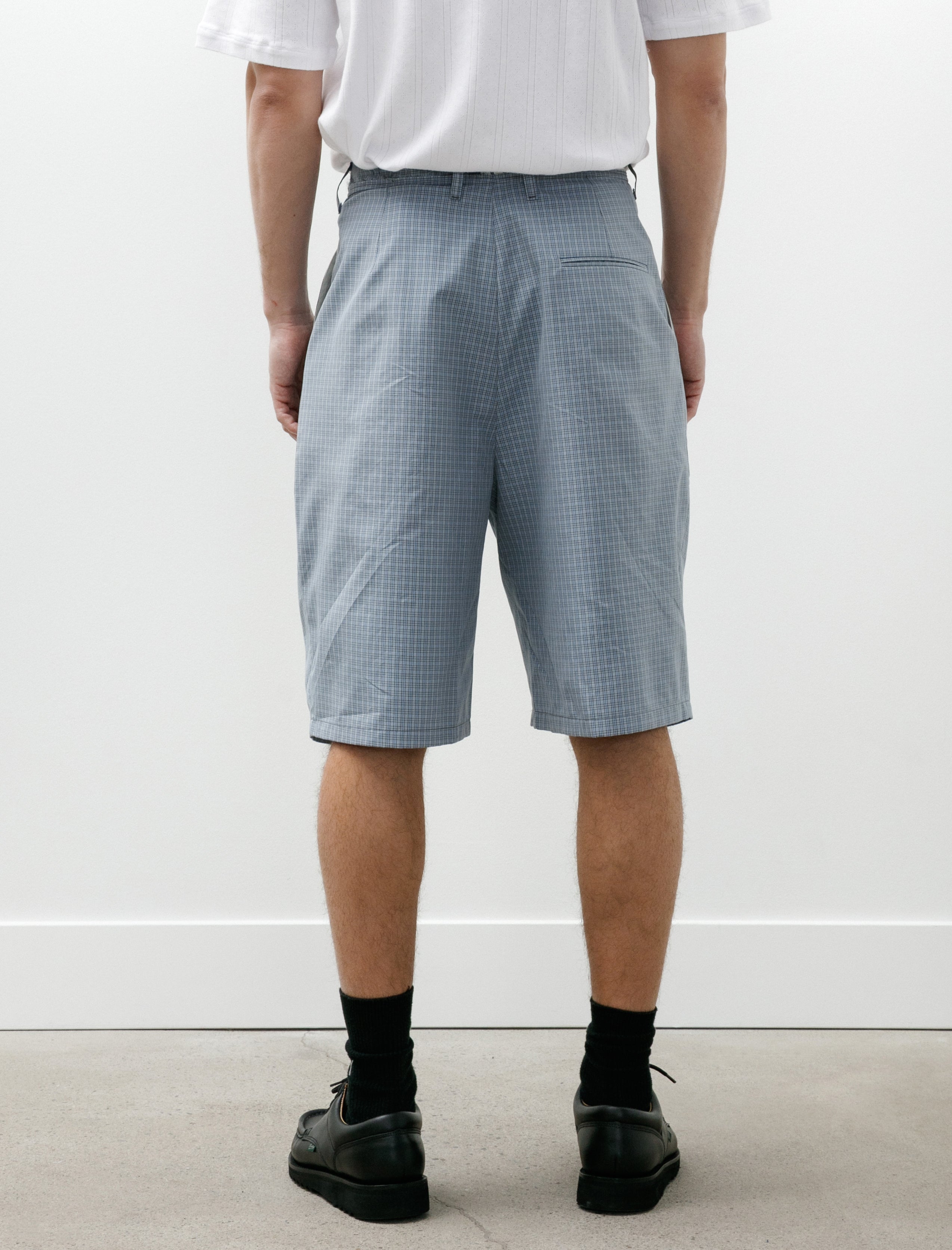 Camiel Fortgens Slim Suit Shorts Blue Grey White Check