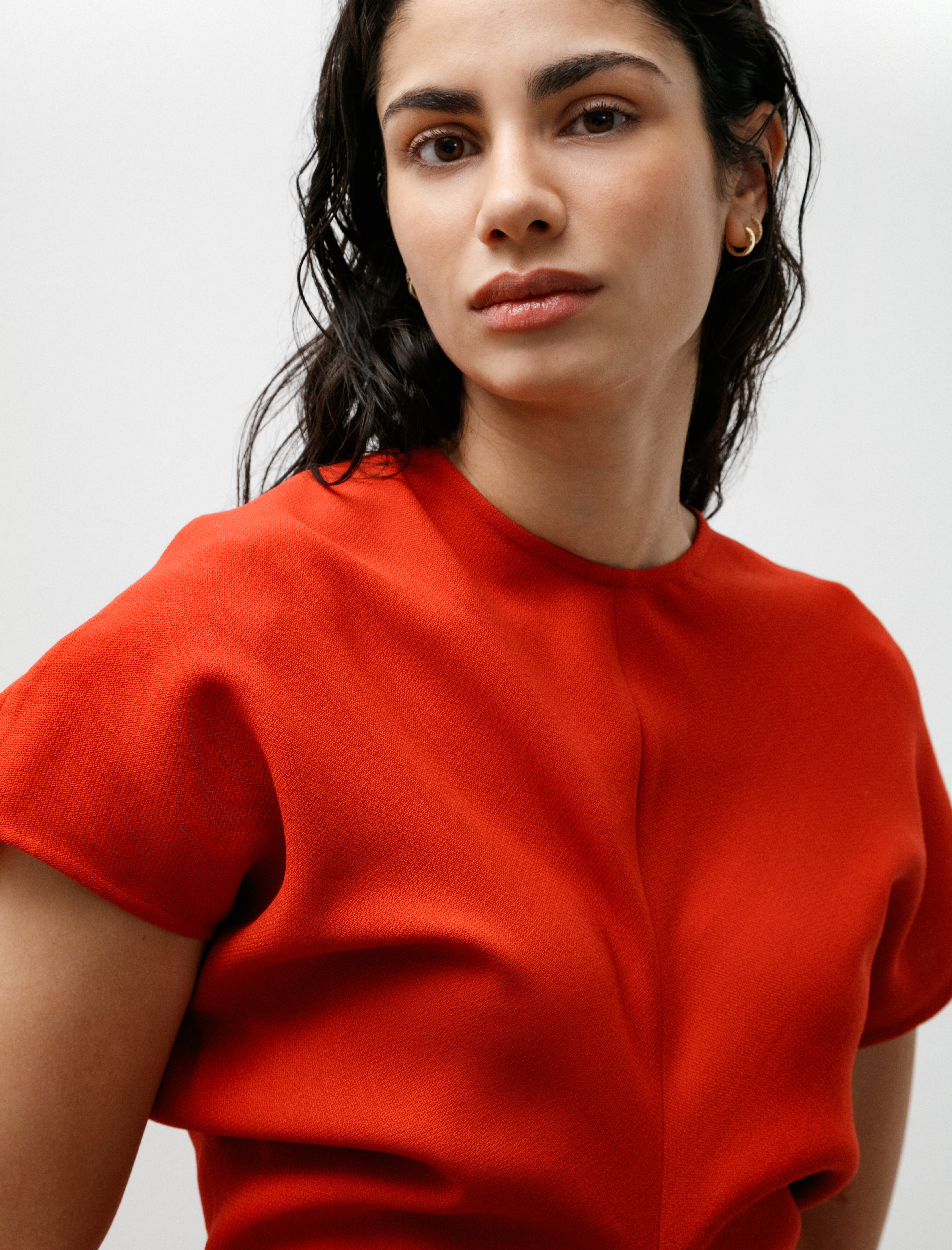 Totême Slouch Waist Wool Dress Poppy