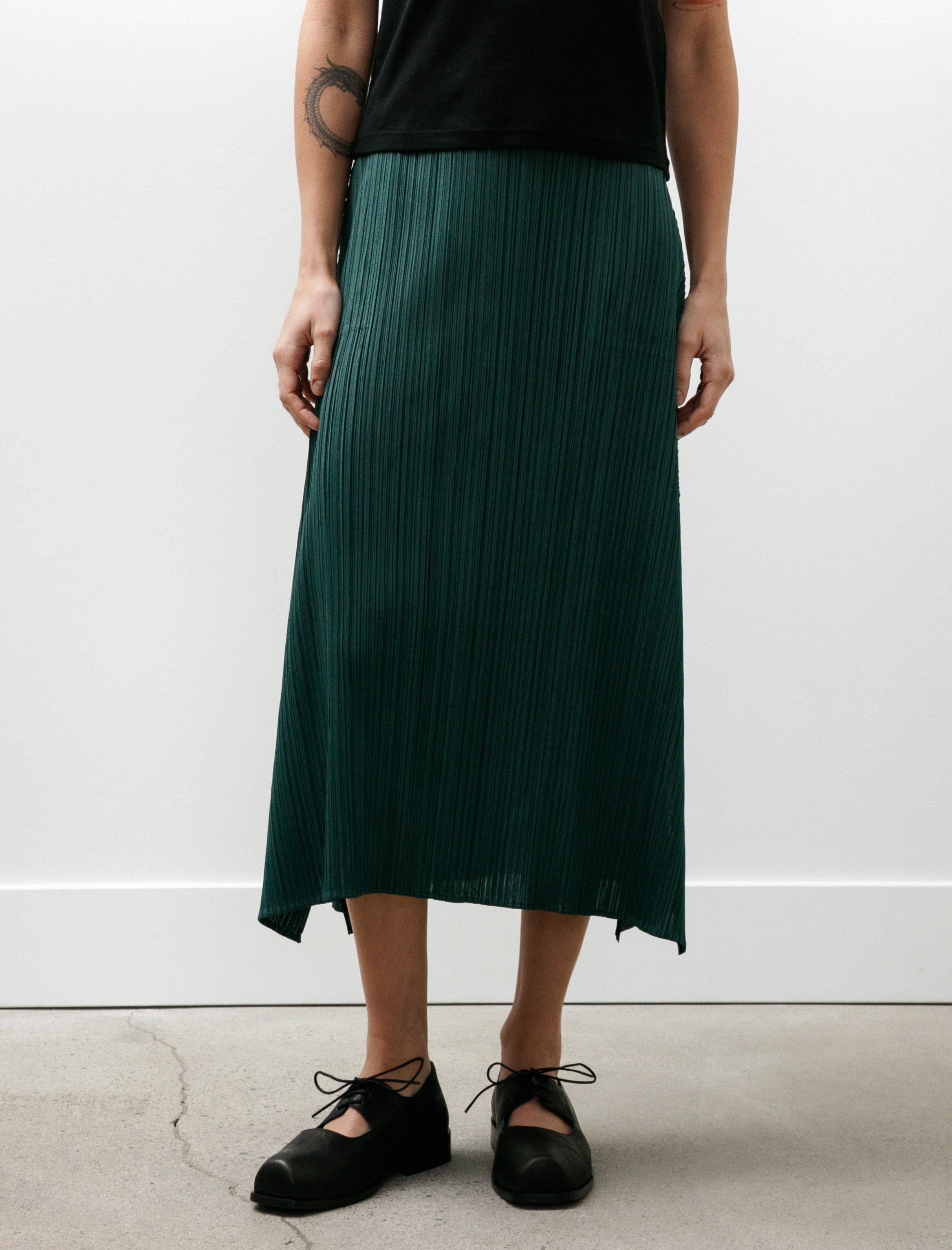 Pleats Please by Issey Miyake Monthly Colours Skirt Dark Green
