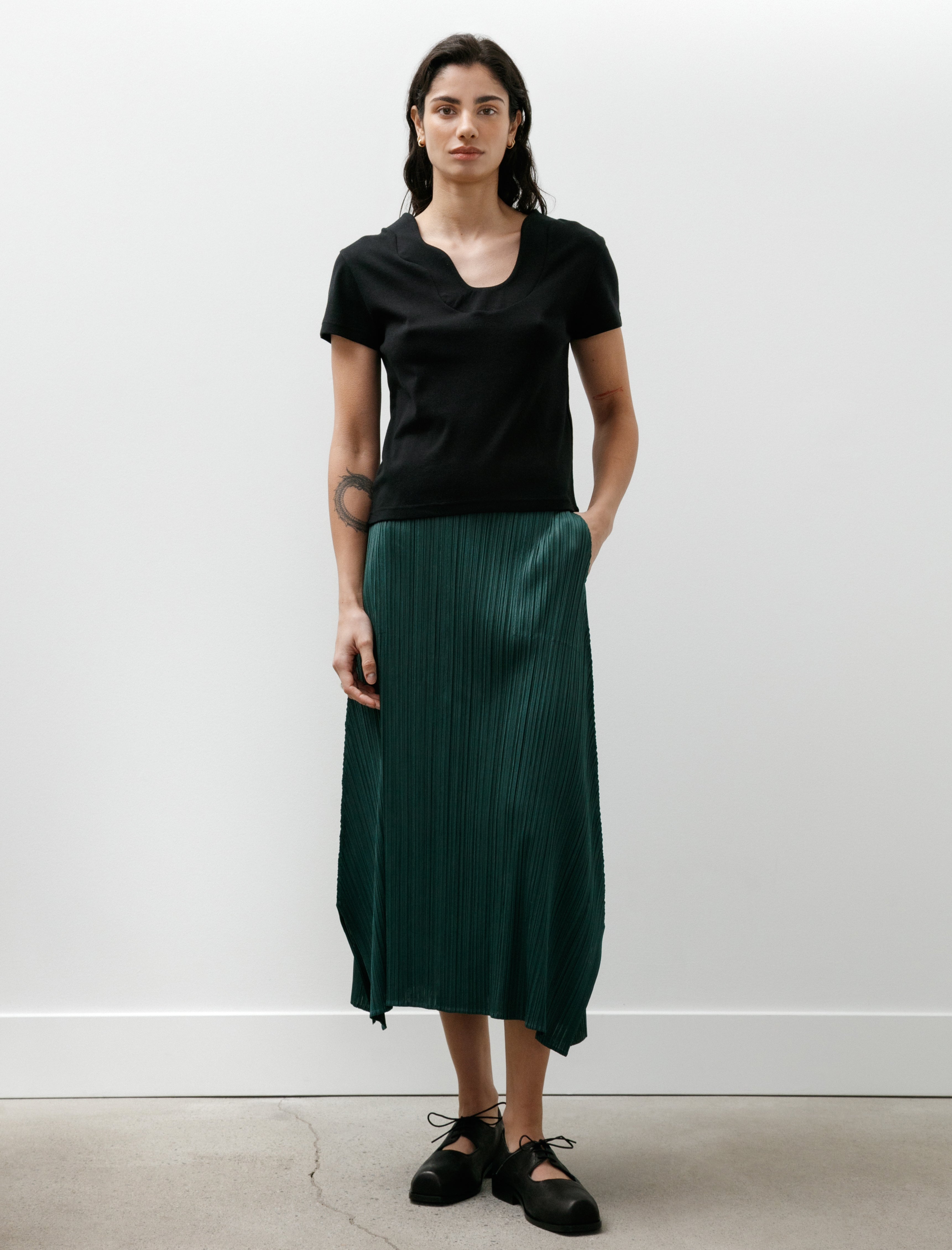 Pleats Please by Issey Miyake Monthly Colours Skirt Dark Green