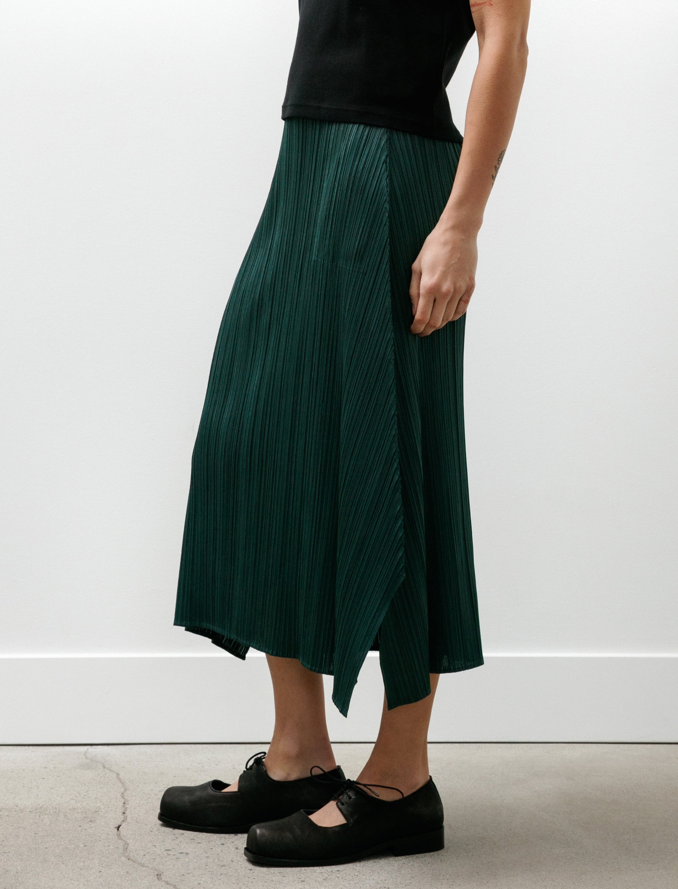 Pleats Please by Issey Miyake Monthly Colours Skirt Dark Green