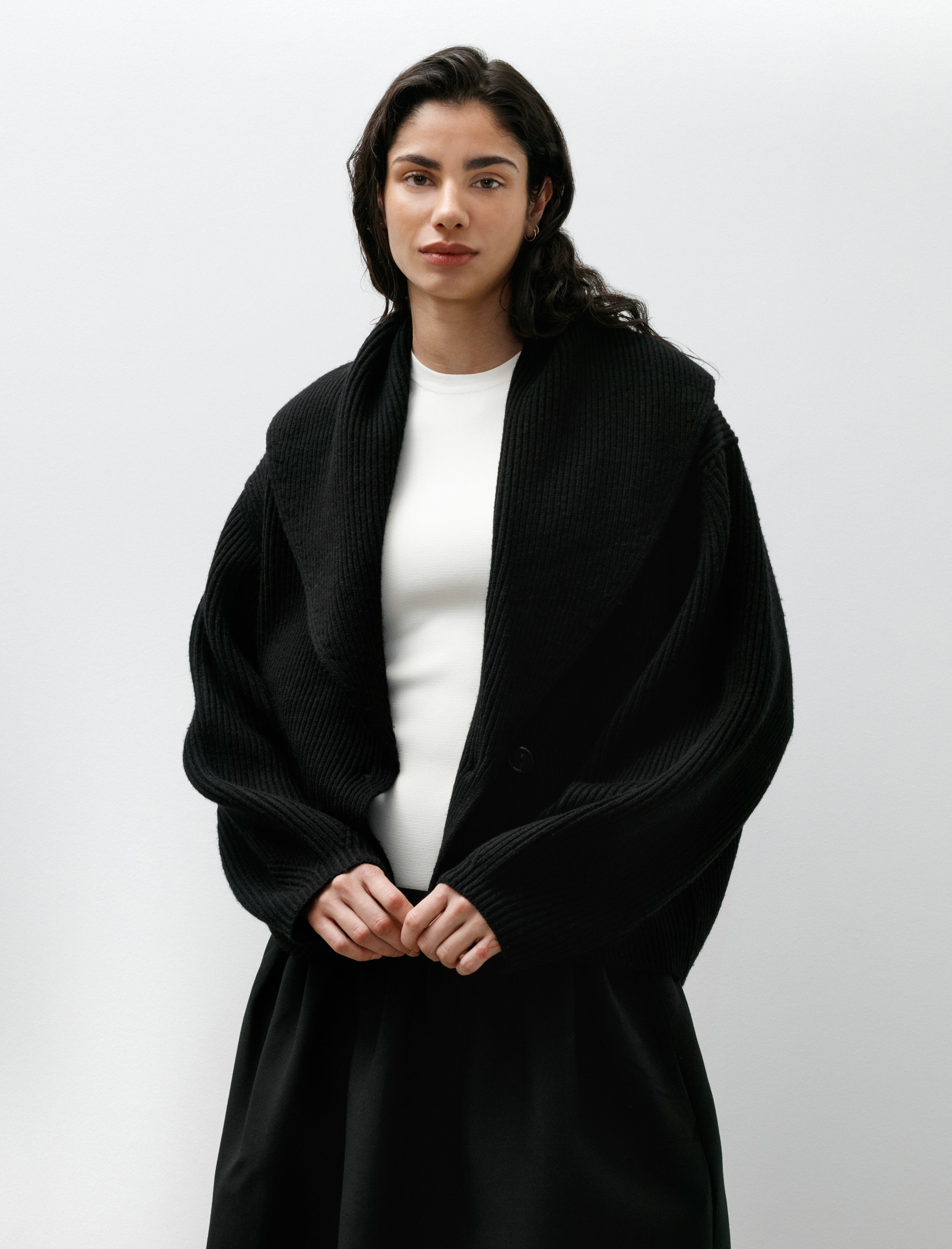 Totême Shawl Lapel Cardigan Black