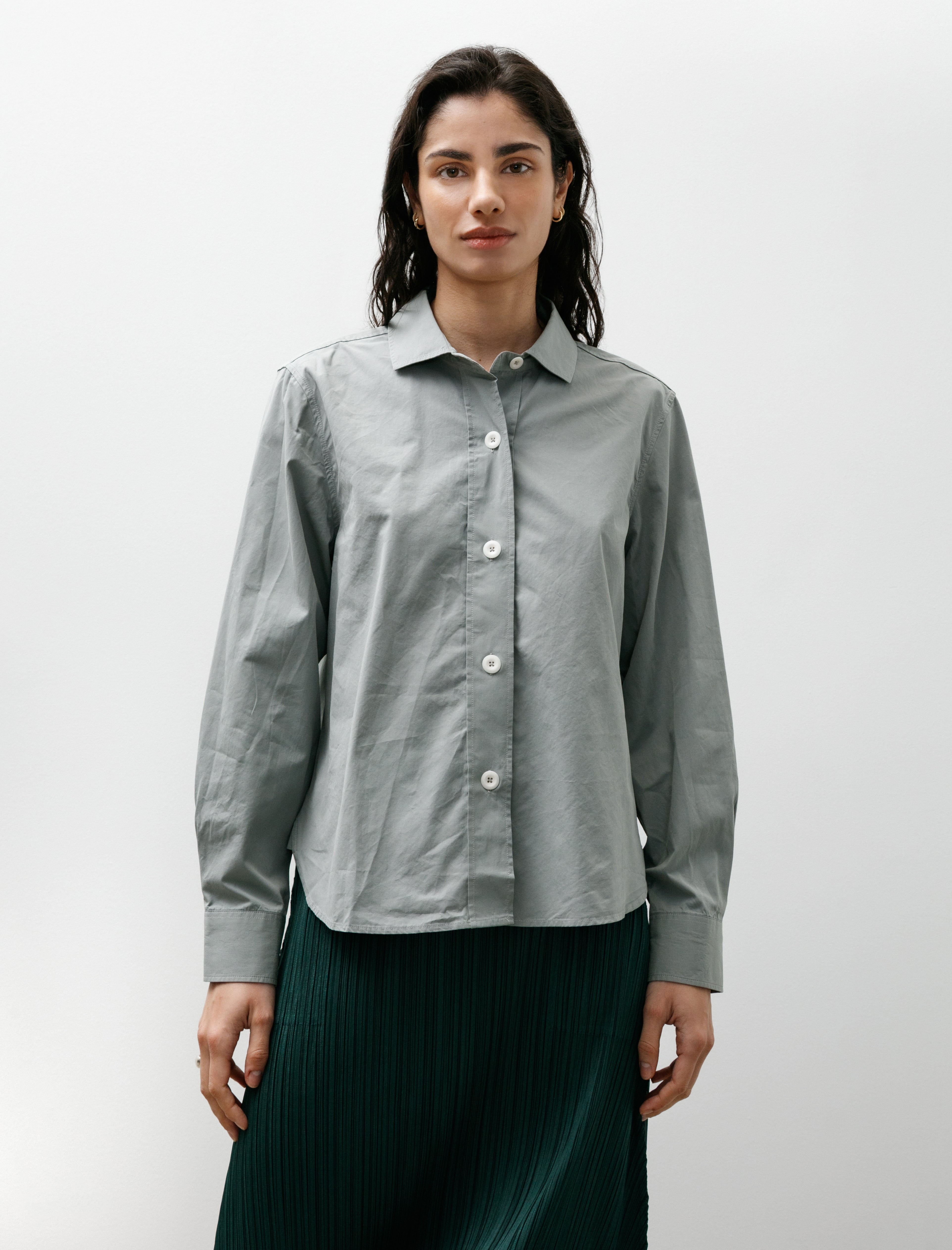Margaret Howell MHL Simple Shirt Compact Cotton Poplin Fog
