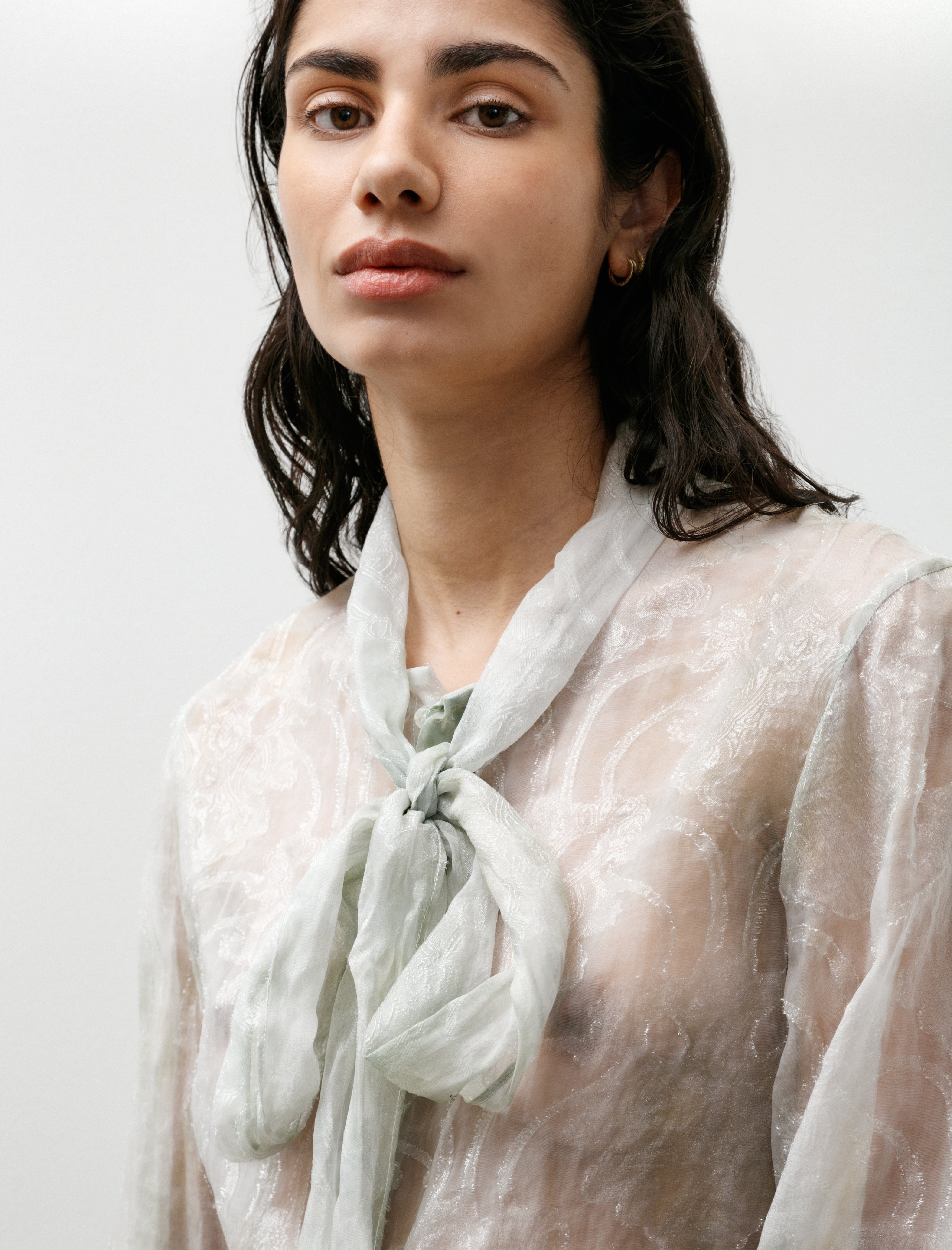Kanako Sakai Shibori Sheer Jacquard Shirt Light Green