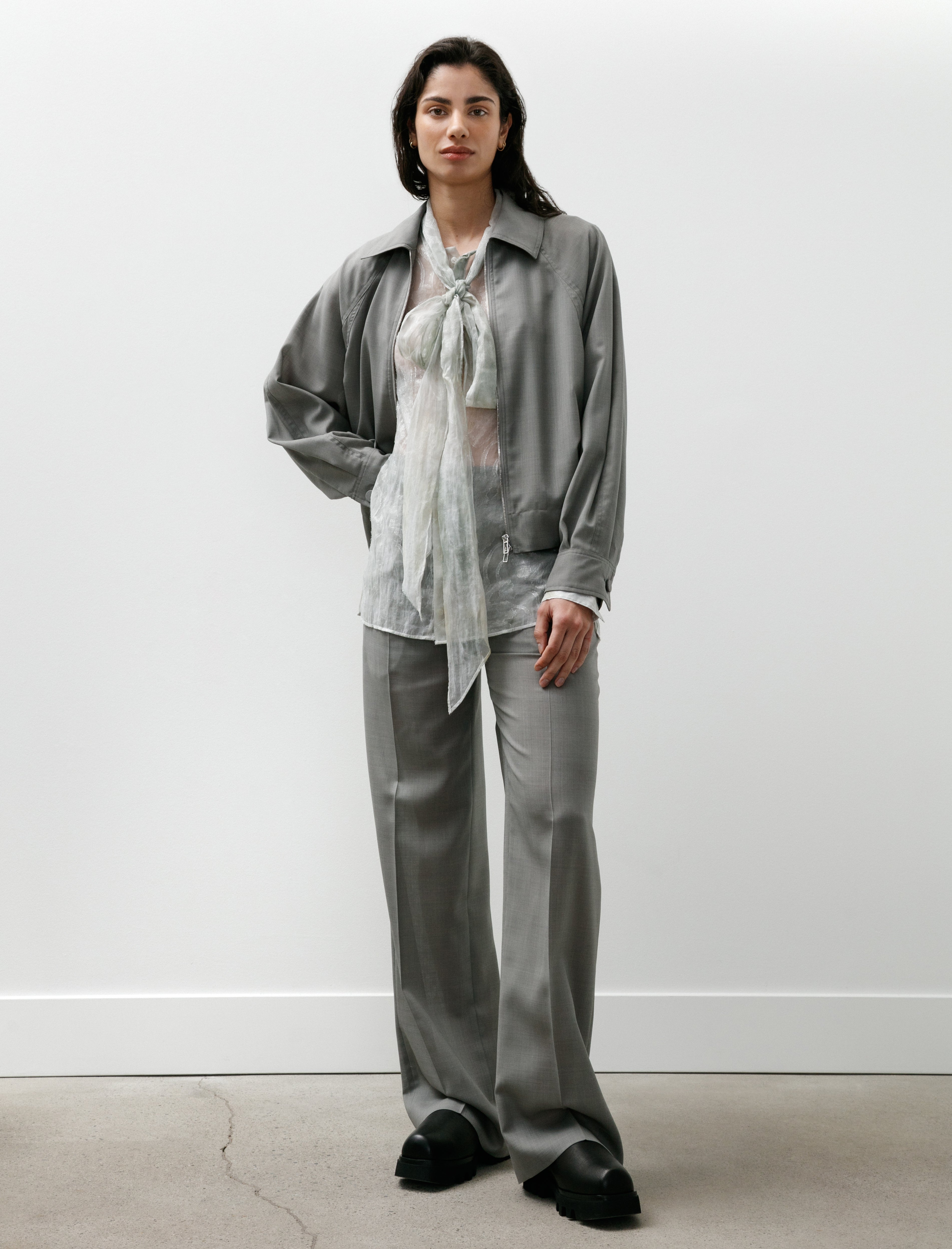 Kanako Sakai Sheer Blouson Gray